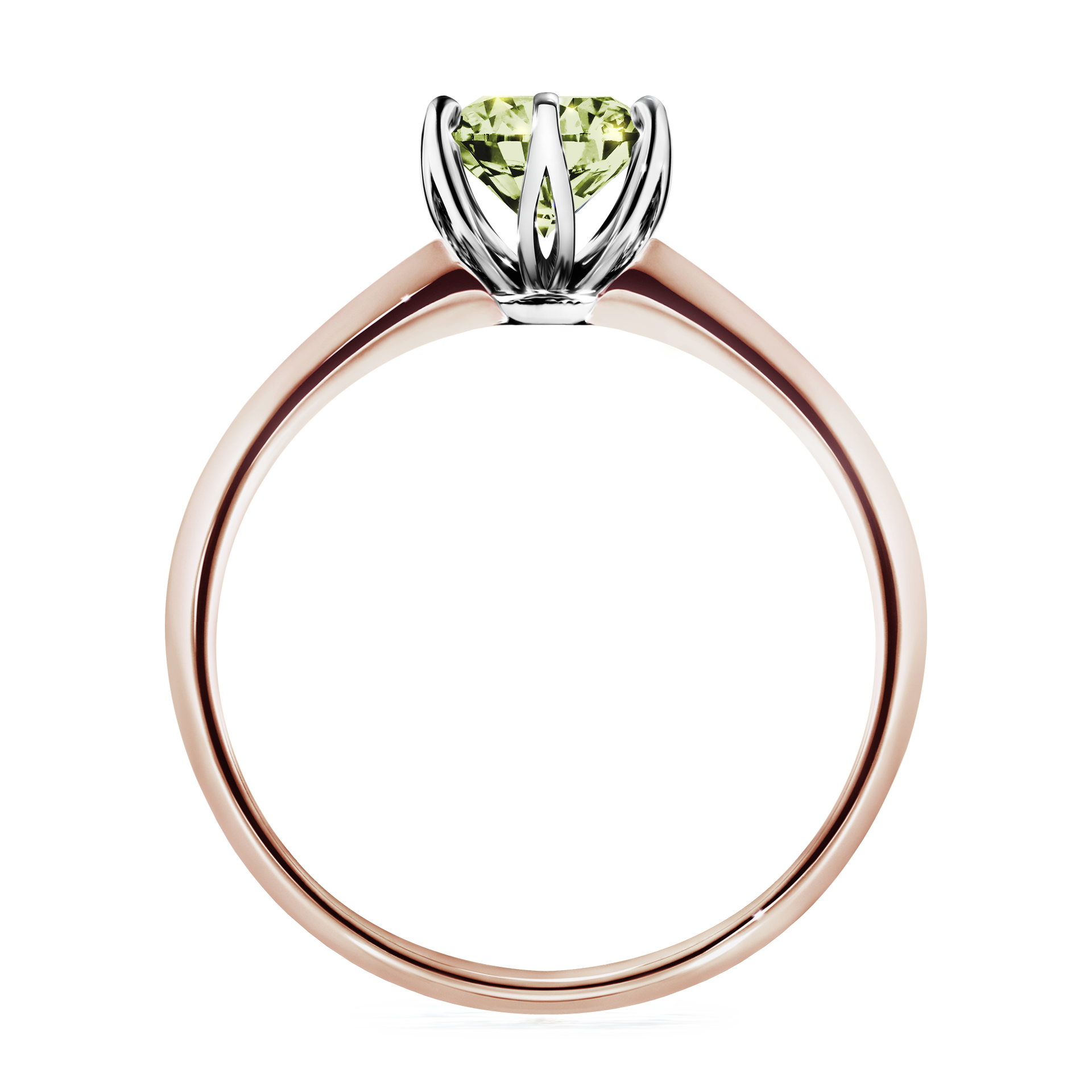Pierścionek zaręczynowy My Daisy z różowego złota z jasnym zielonym diamentem 0,80CT