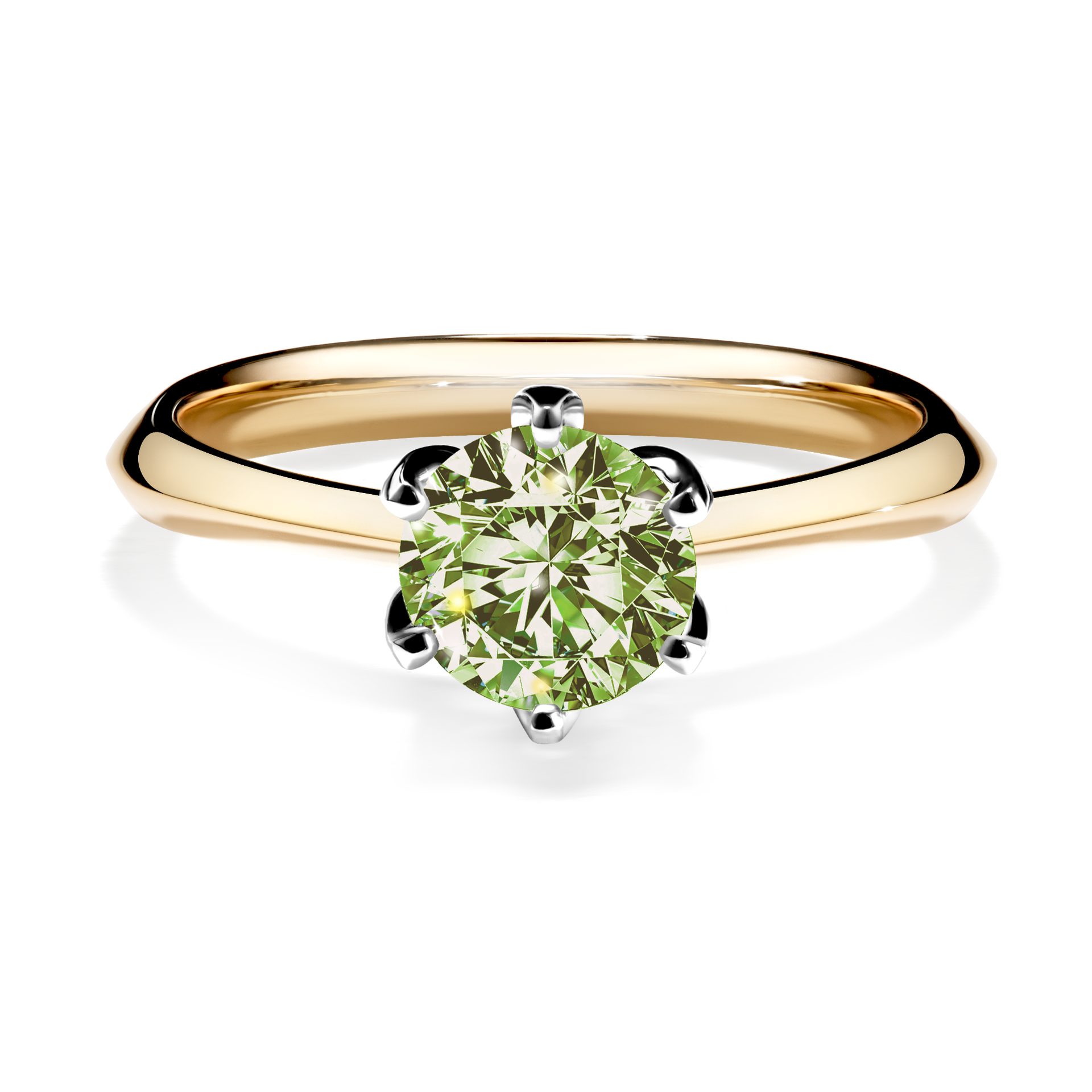 Pierścionek zaręczynowy My Daisy z żółtego złota z jasnym zielonym diamentem 0,80CT
