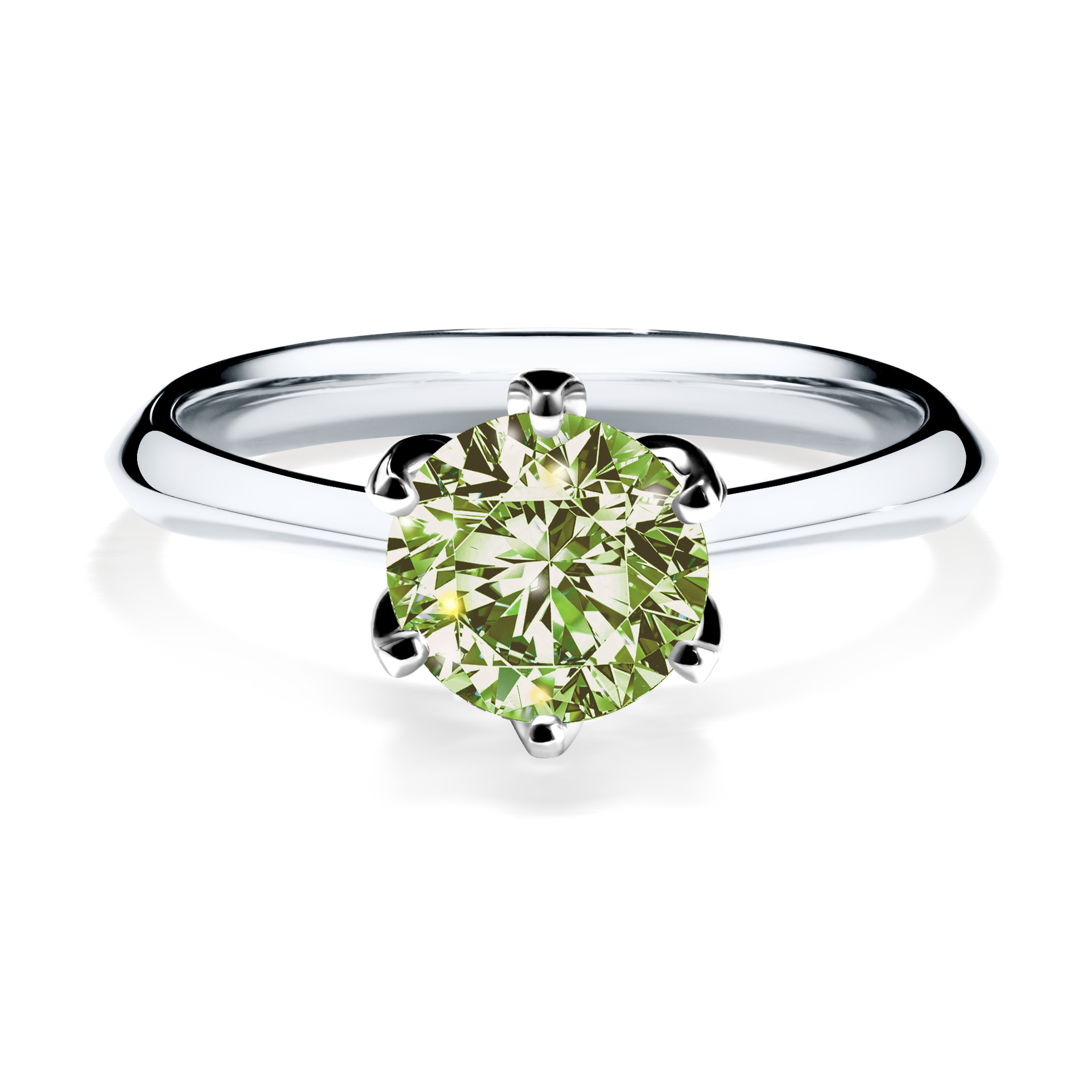 Pierścionek zaręczynowy My Daisy z białego złota z jasnym zielonym diamentem 1,00CT