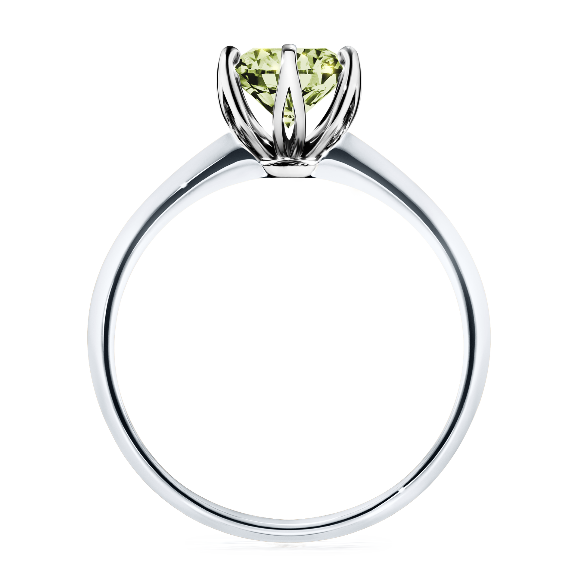 Pierścionek zaręczynowy My Daisy z białego złota z jasnym zielonym diamentem 1,00CT