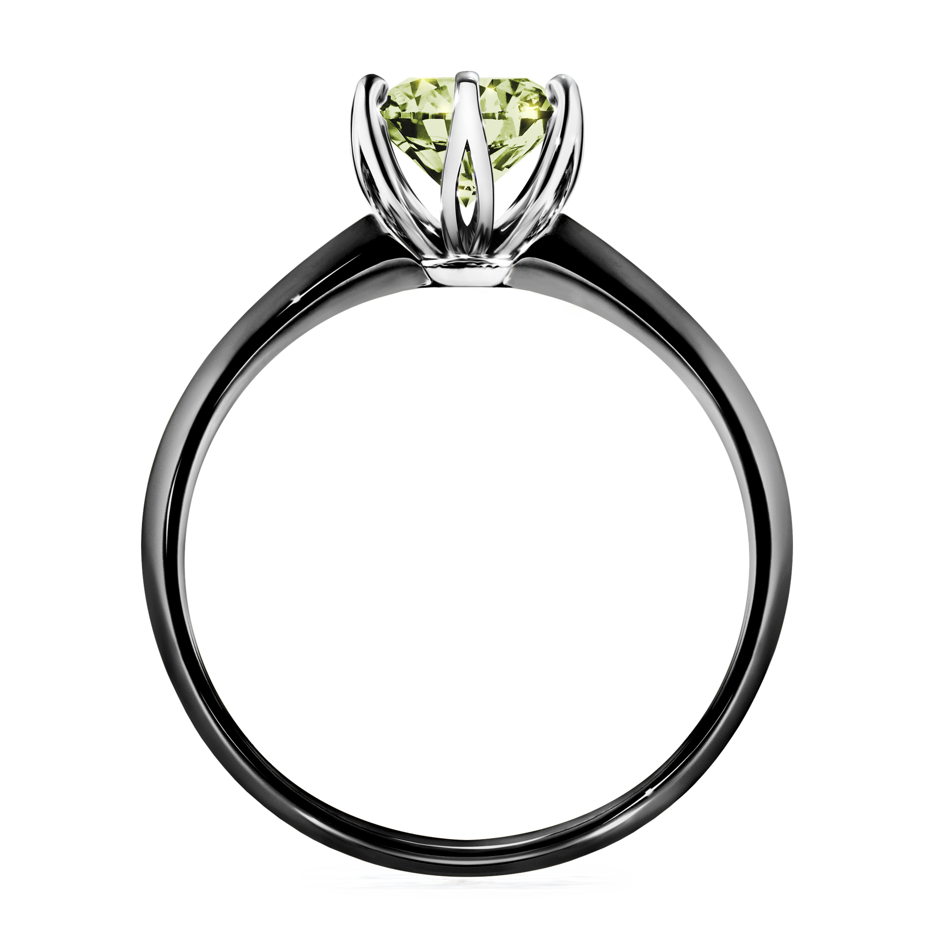 Pierścionek zaręczynowy My Daisy z czarnego złota z jasnym zielonym diamentem 1,00CT