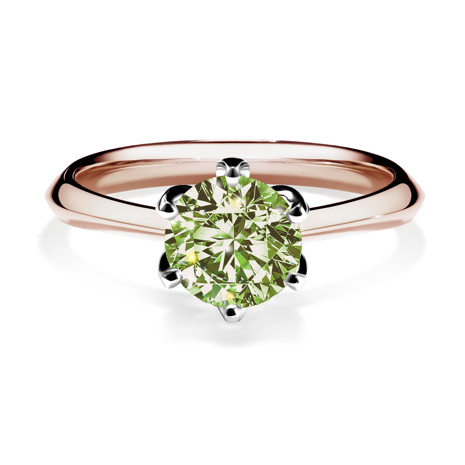 Pierścionek zaręczynowy My Daisy z różowego złota z jasnym zielonym diamentem 1,00CT