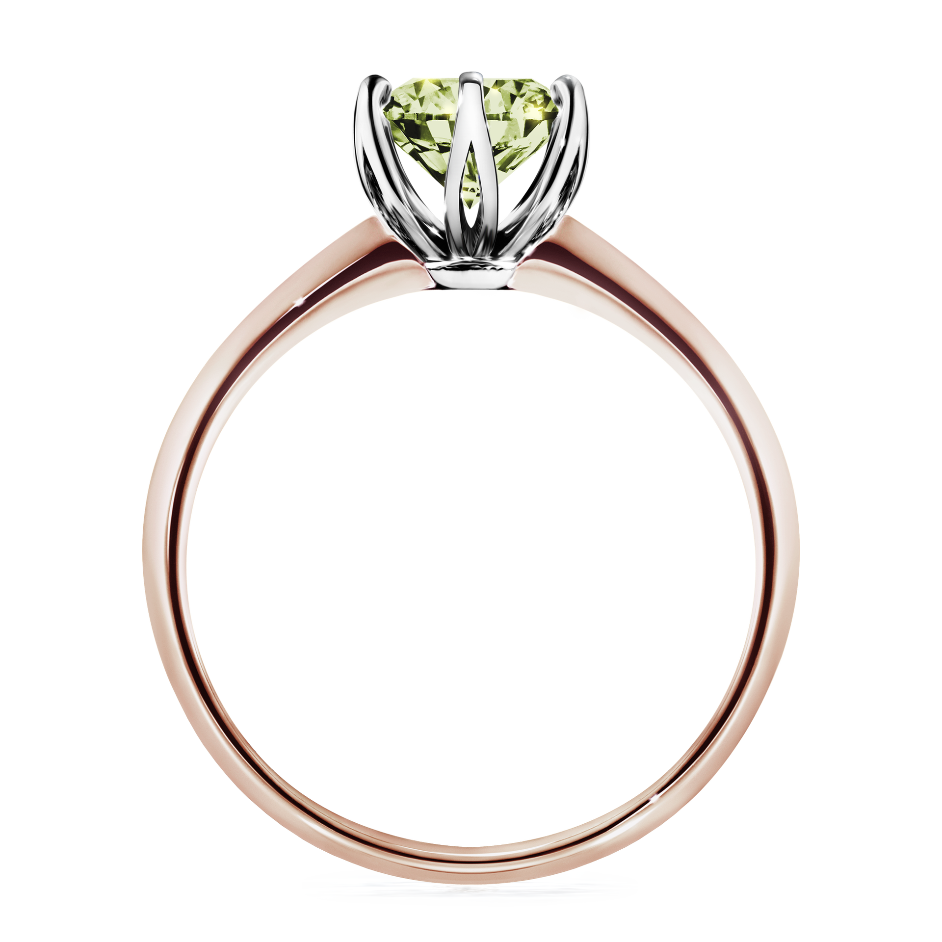 Pierścionek zaręczynowy My Daisy z różowego złota z jasnym zielonym diamentem 1,00CT