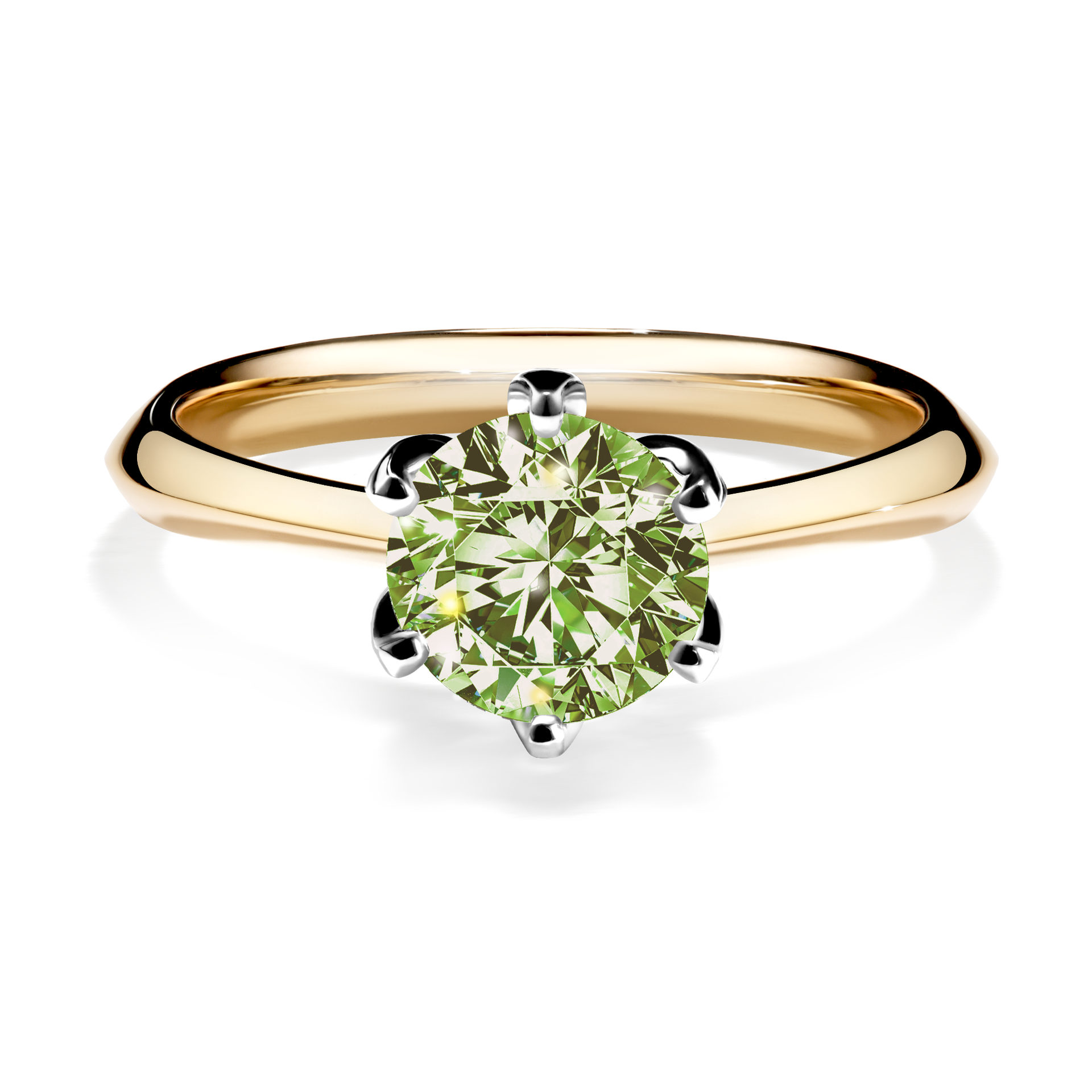 Pierścionek zaręczynowy My Daisy z żółtego złota z jasnym zielonym diamentem 1,00CT