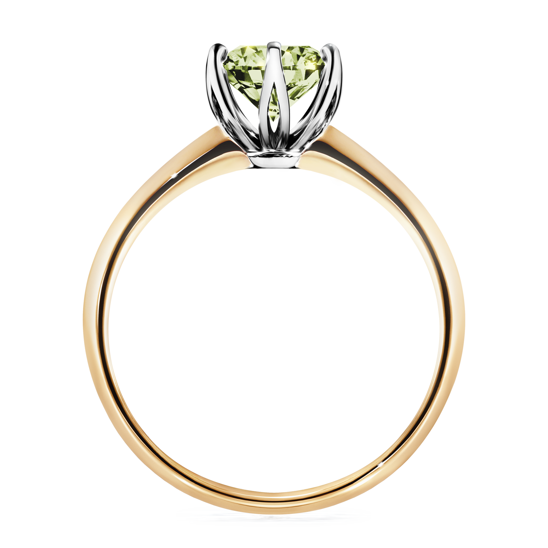 Pierścionek zaręczynowy My Daisy z żółtego złota z jasnym zielonym diamentem 1,00CT