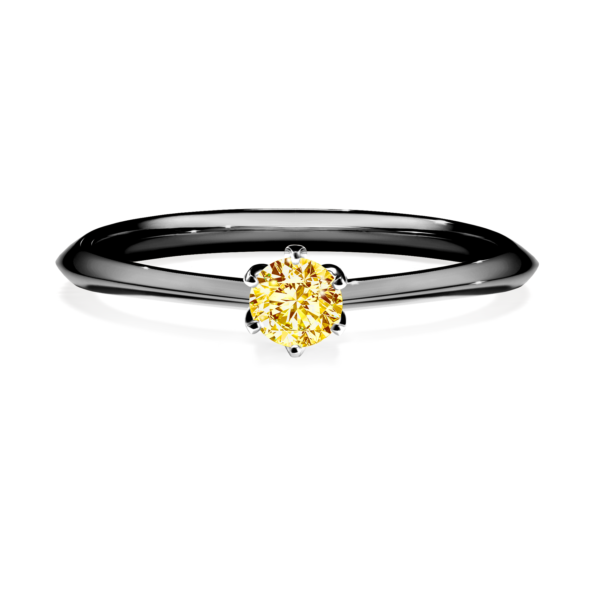 Pierścionek zaręczynowy My Daisy z czarnego złota z żółtym diamentem 0,17CT