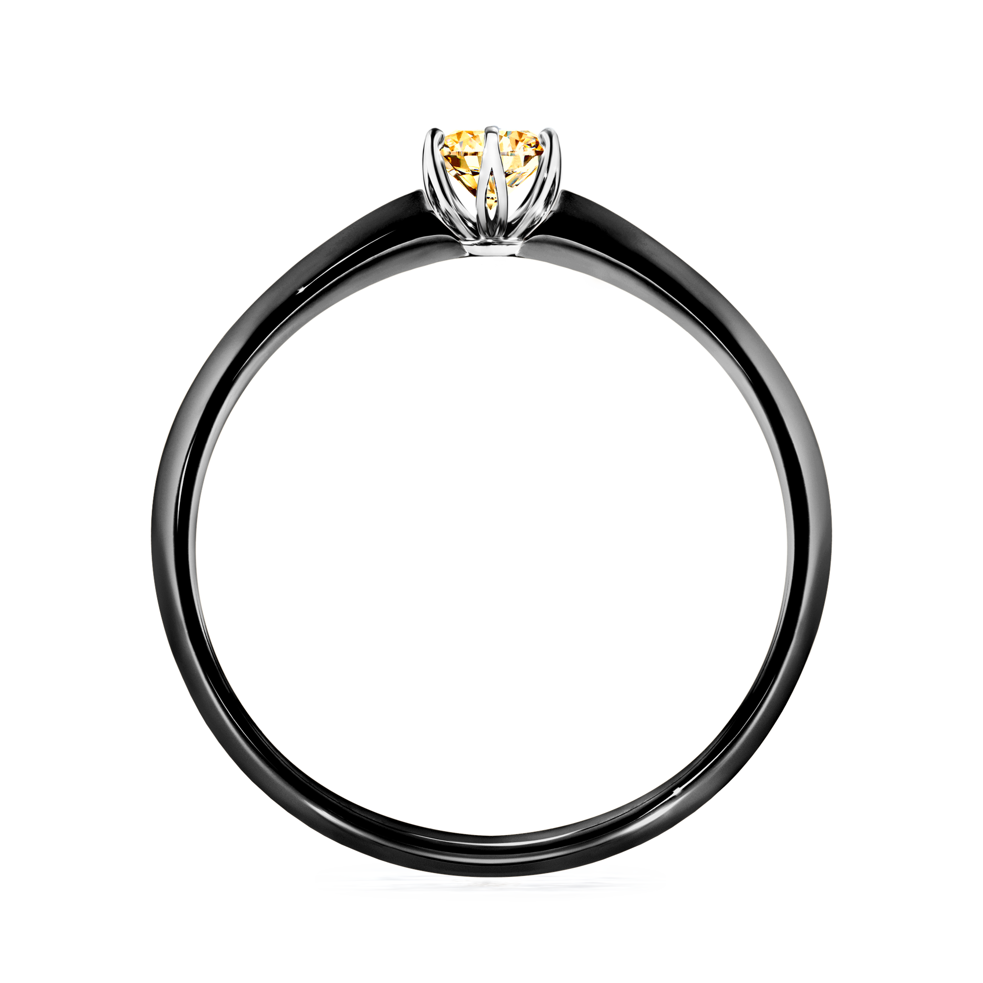 Pierścionek zaręczynowy My Daisy z czarnego złota z żółtym diamentem 0,17CT