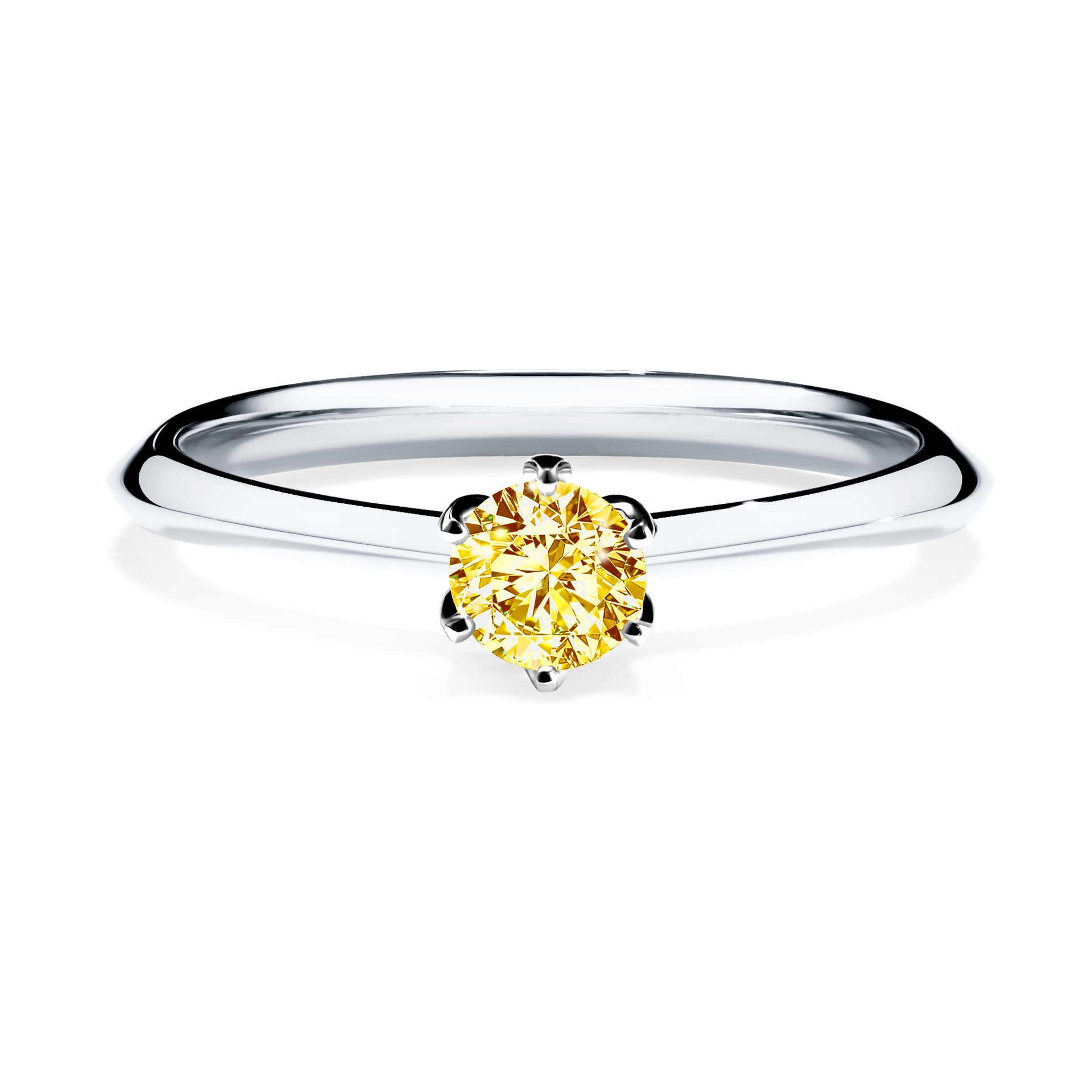 Pierścionek zaręczynowy My Daisy z białego złota z żółtym diamentem 0,25CT