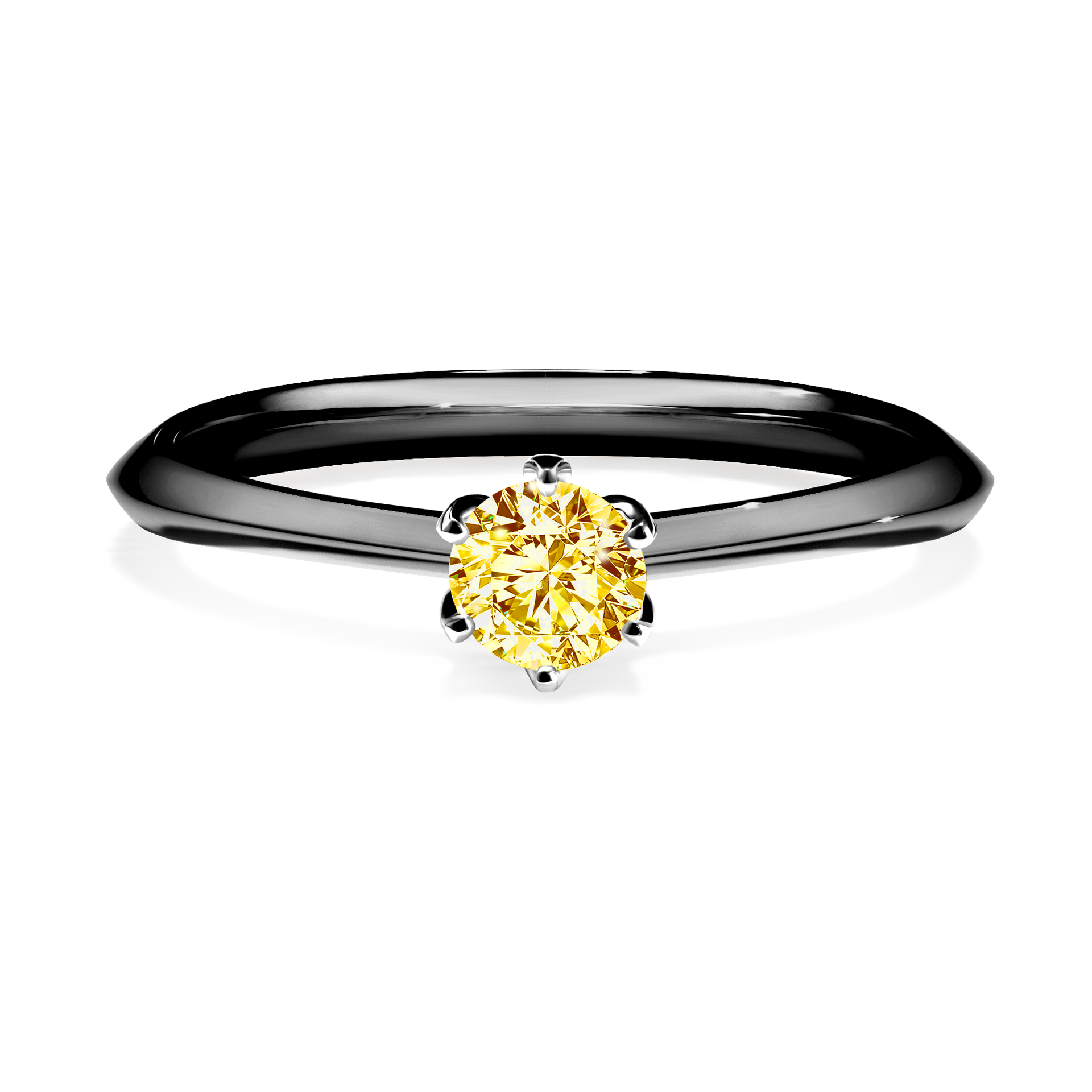 Pierścionek zaręczynowy My Daisy z czarnego złota z żółtym diamentem 0,25CT