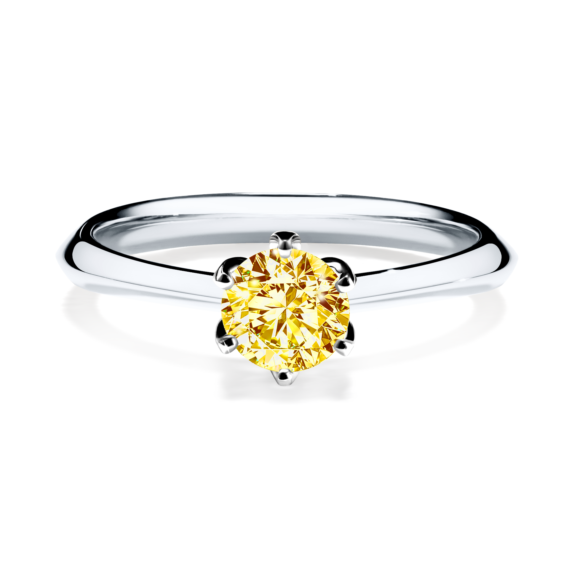 Pierścionek zaręczynowy My Daisy z białego złota z żółtym diamentem 0,50CT