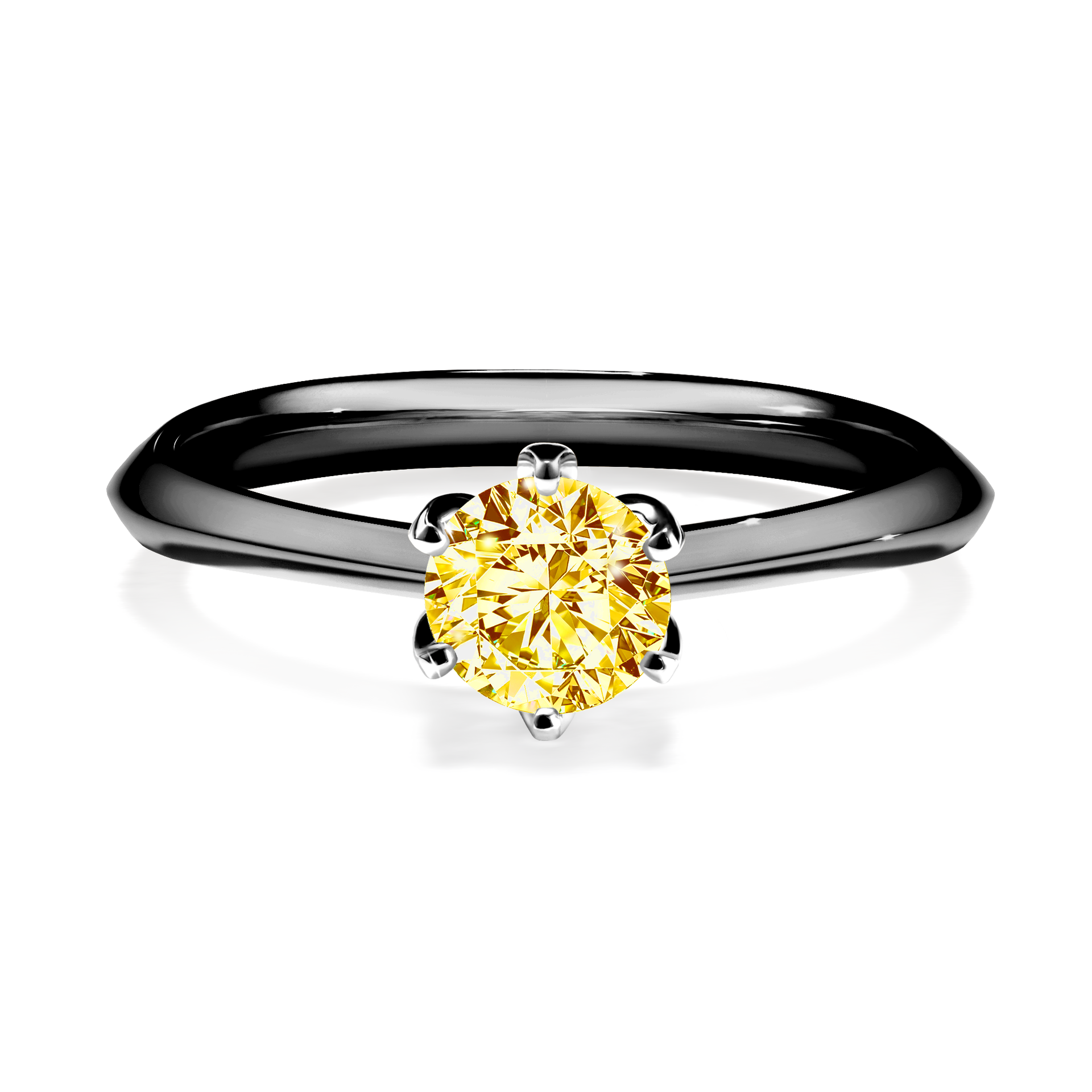 Pierścionek zaręczynowy My Daisy z czarnego złota z żółtym diamentem 0,50CT