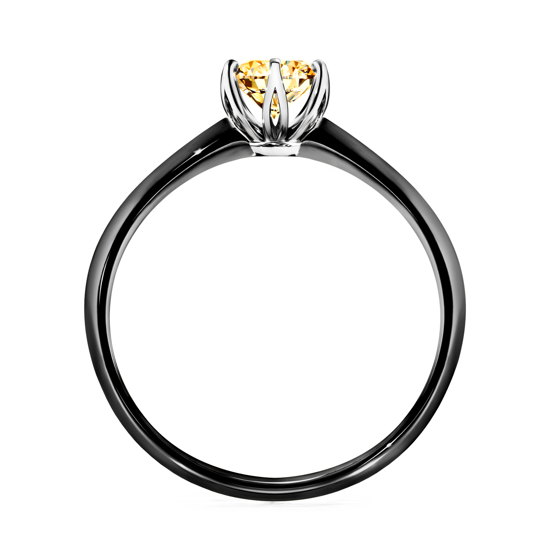 Pierścionek zaręczynowy My Daisy z czarnego złota z żółtym diamentem 0,50CT