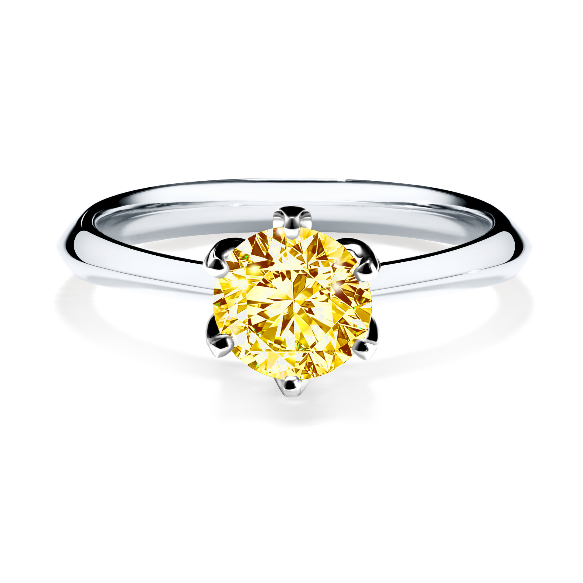 Pierścionek zaręczynowy My Daisy z białego złota z żółtym diamentem 0,80CT