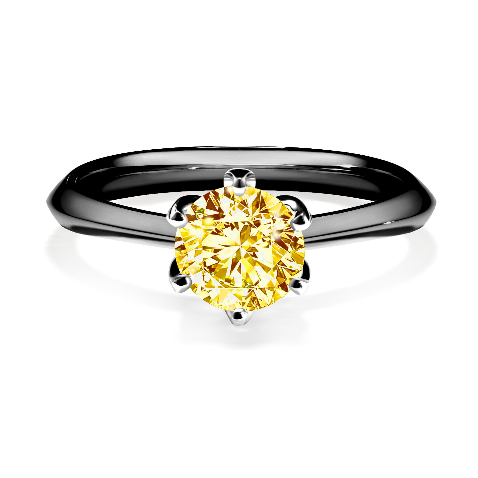 Pierścionek zaręczynowy My Daisy z czarnego złota z żółtym diamentem 0,80CT