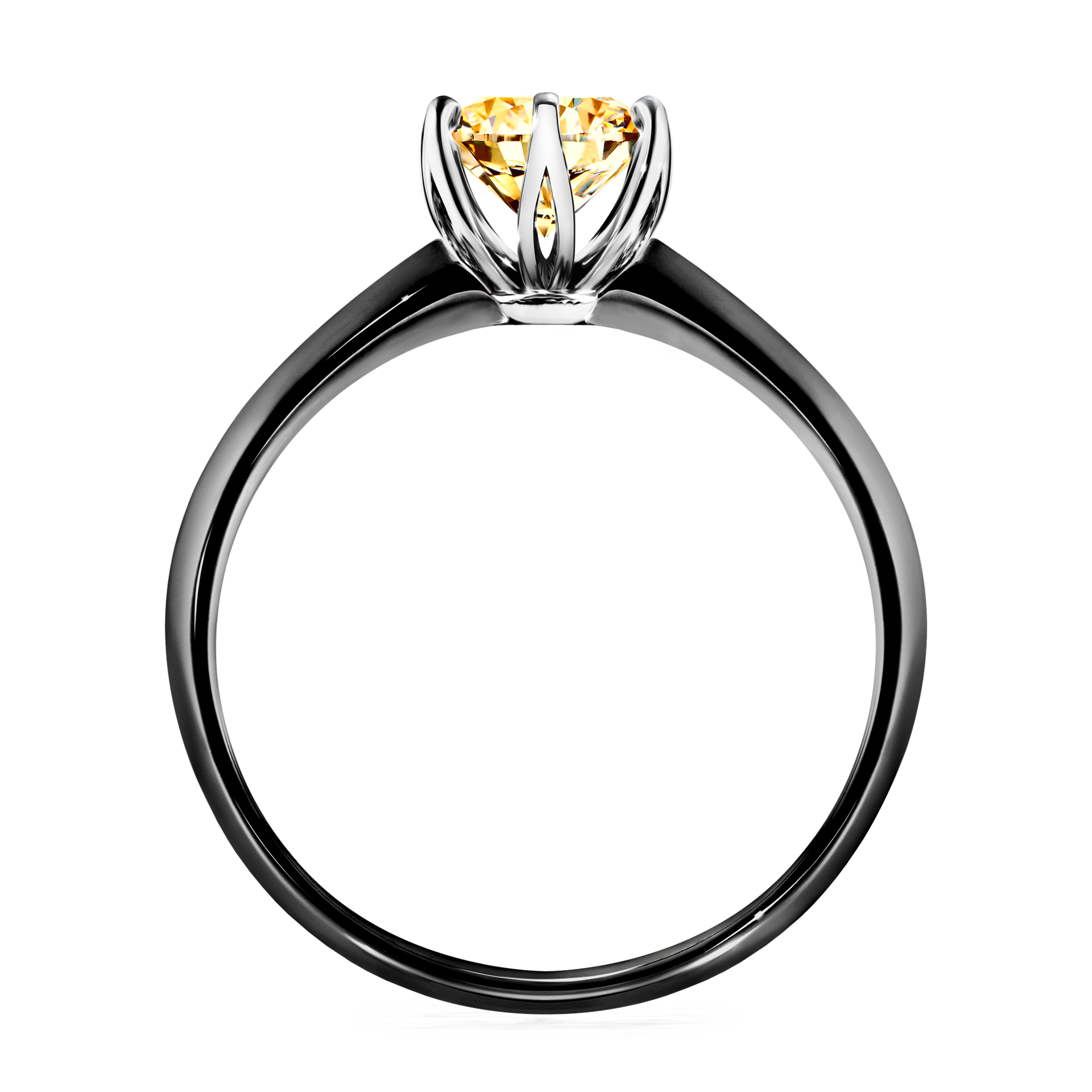 Pierścionek zaręczynowy My Daisy z czarnego złota z żółtym diamentem 0,80CT