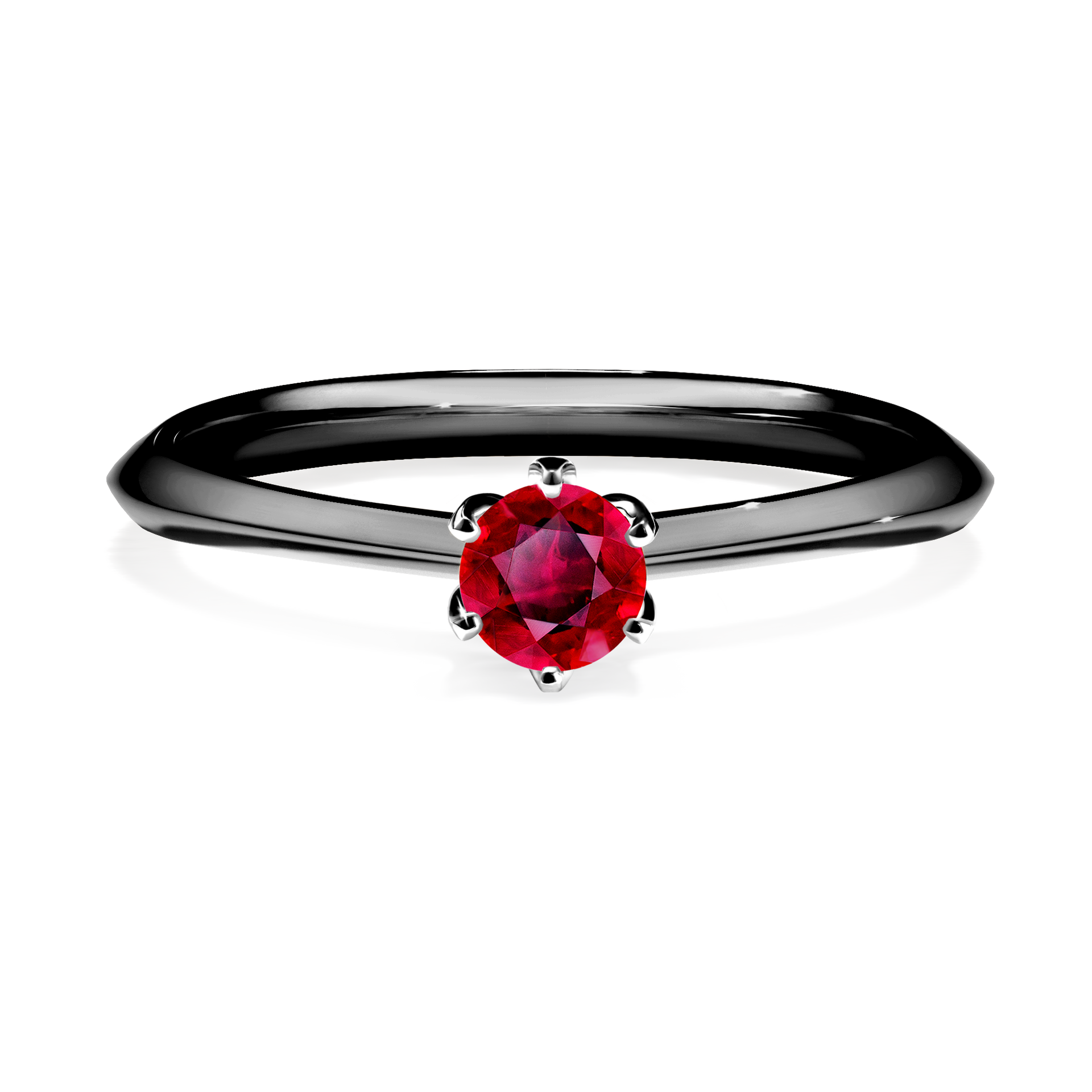 Pierścionek zaręczynowy My Daisy z czarnego złota z rubinem 0,25CT