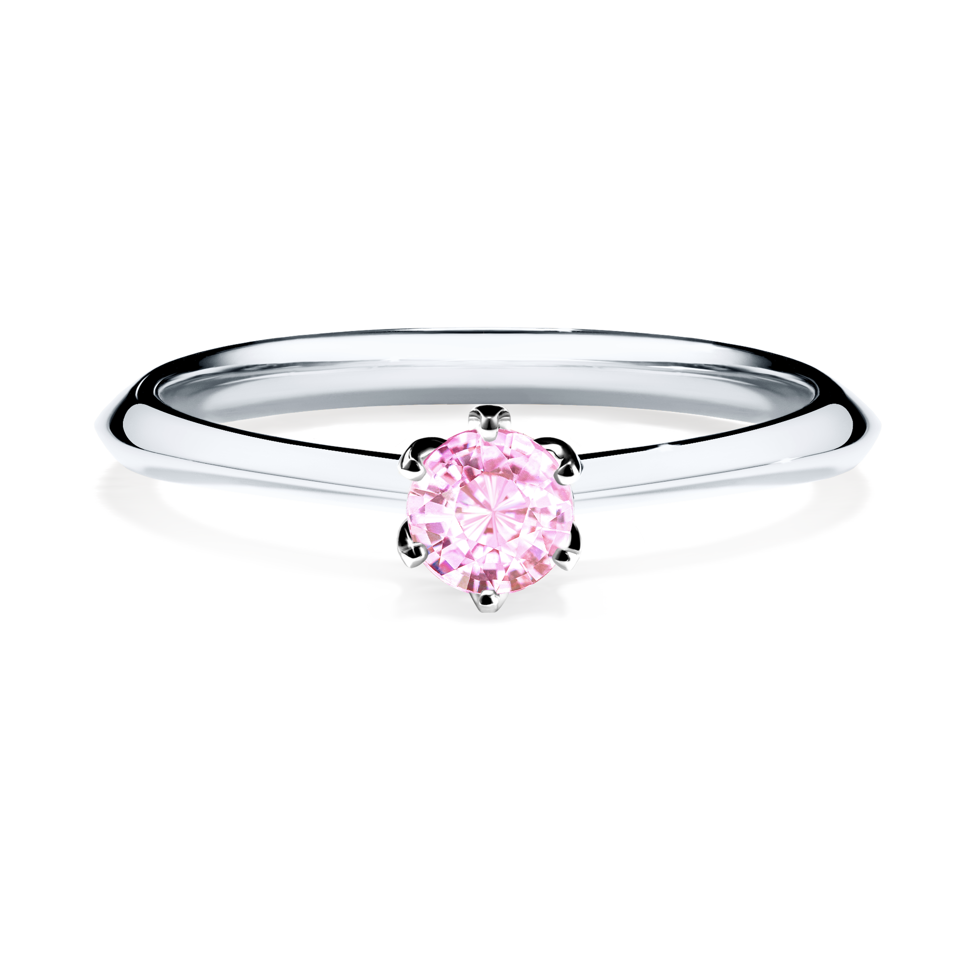 Pierścionek zaręczynowy My Daisy z białego złota z szafirem różowym 0,25CT