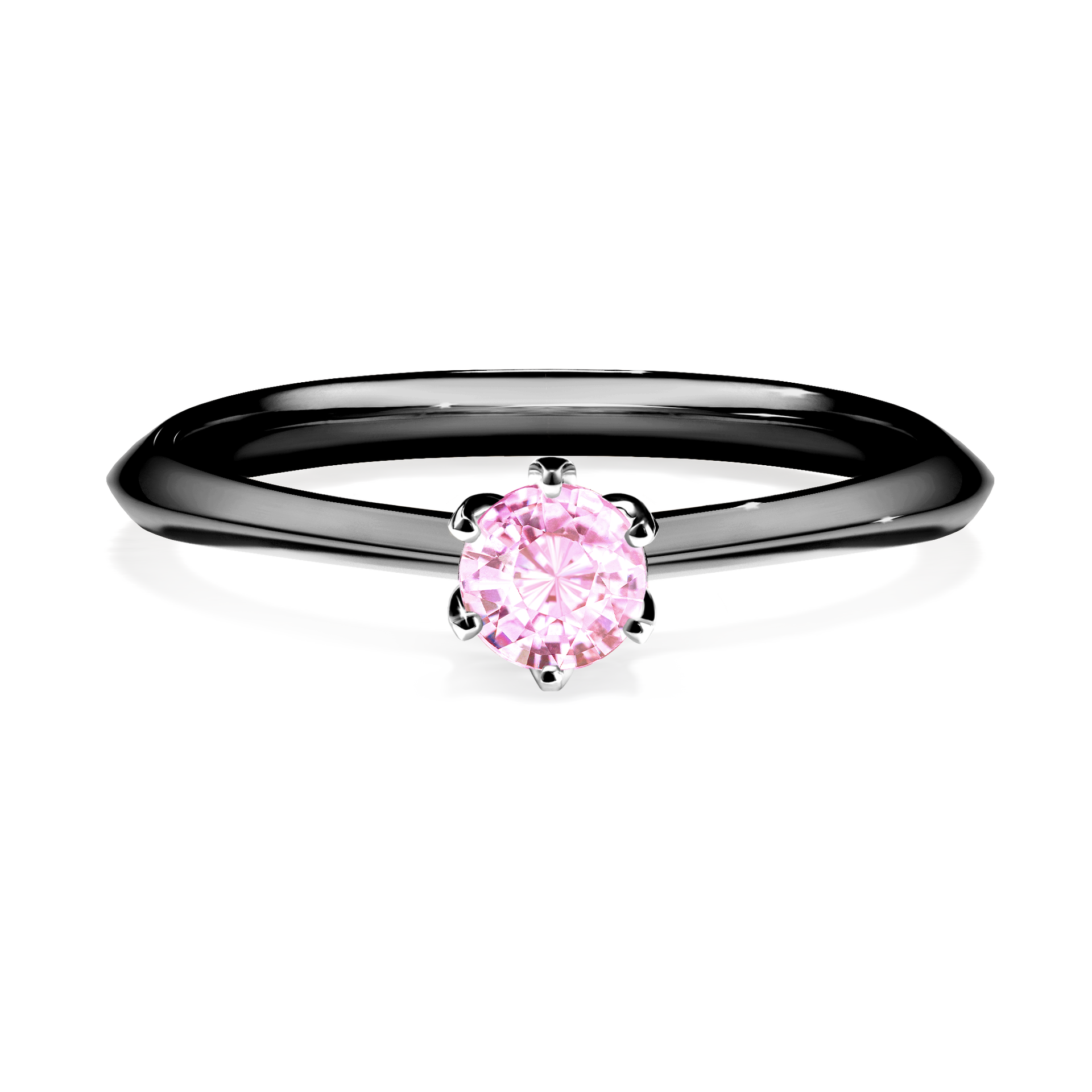 Pierścionek zaręczynowy My Daisy z czarnego złota z szafirem różowym 0,25CT