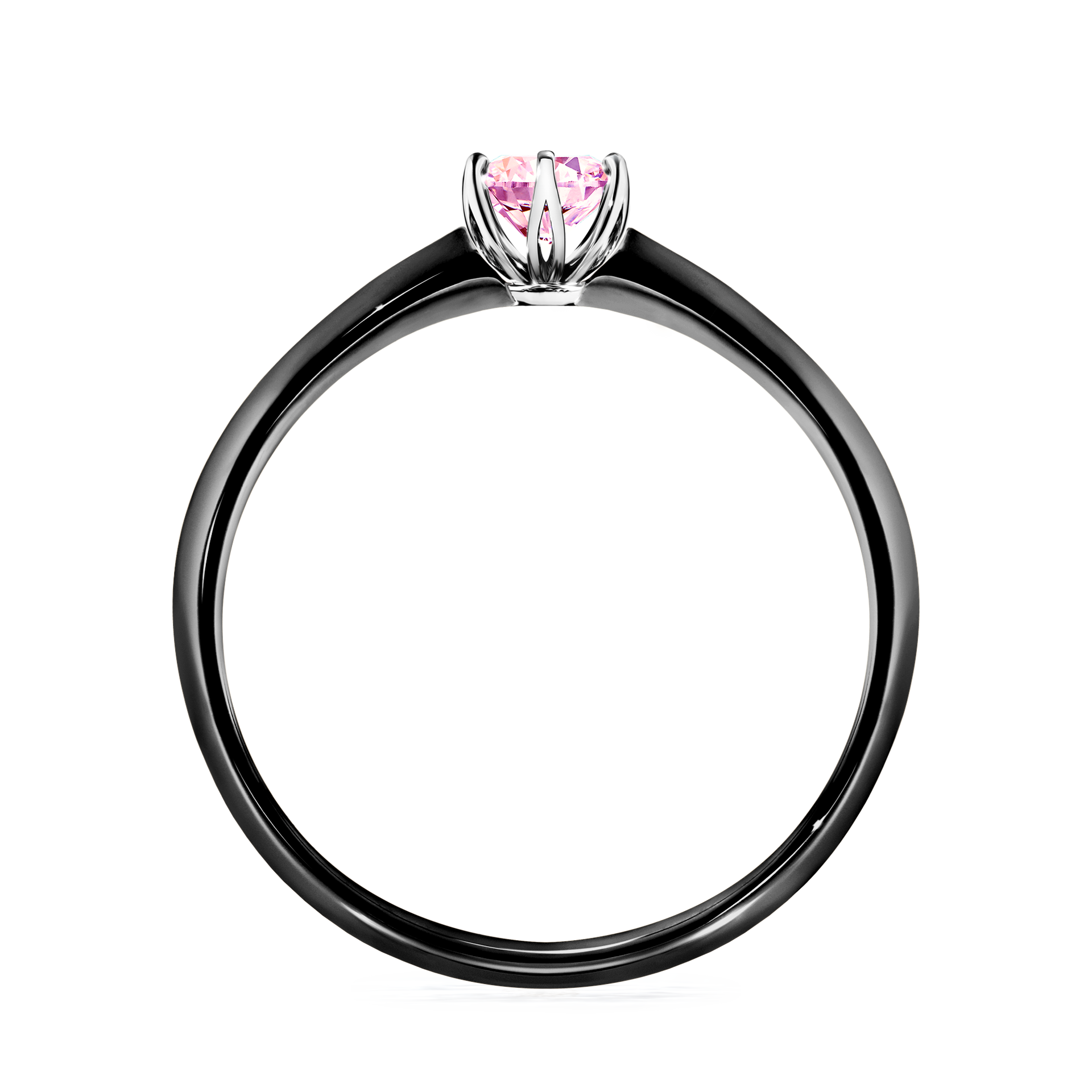 Pierścionek zaręczynowy My Daisy z czarnego złota z szafirem różowym 0,25CT