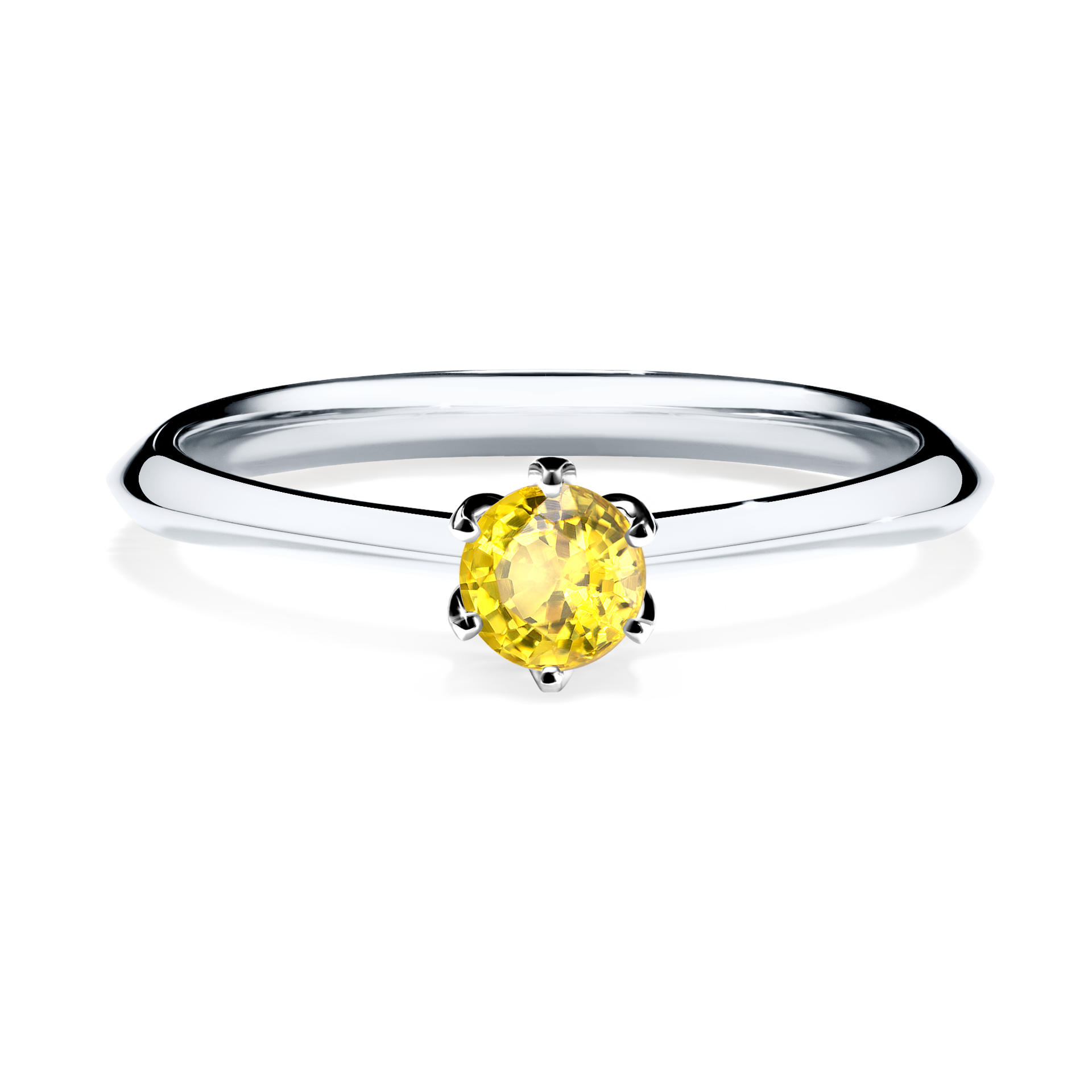 Pierścionek zaręczynowy My Daisy z białego złota z szafirem żółtym 0,25CT