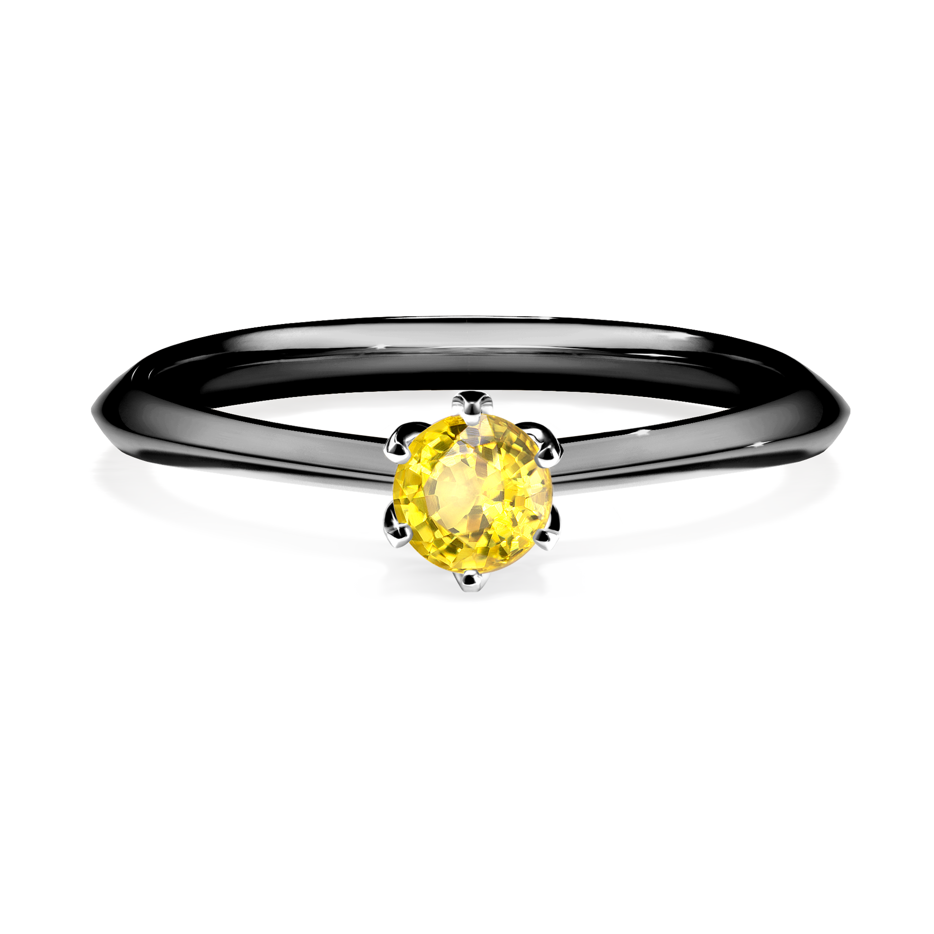 Pierścionek zaręczynowy My Daisy z czarnego złota z szafirem żółtym 0,25CT