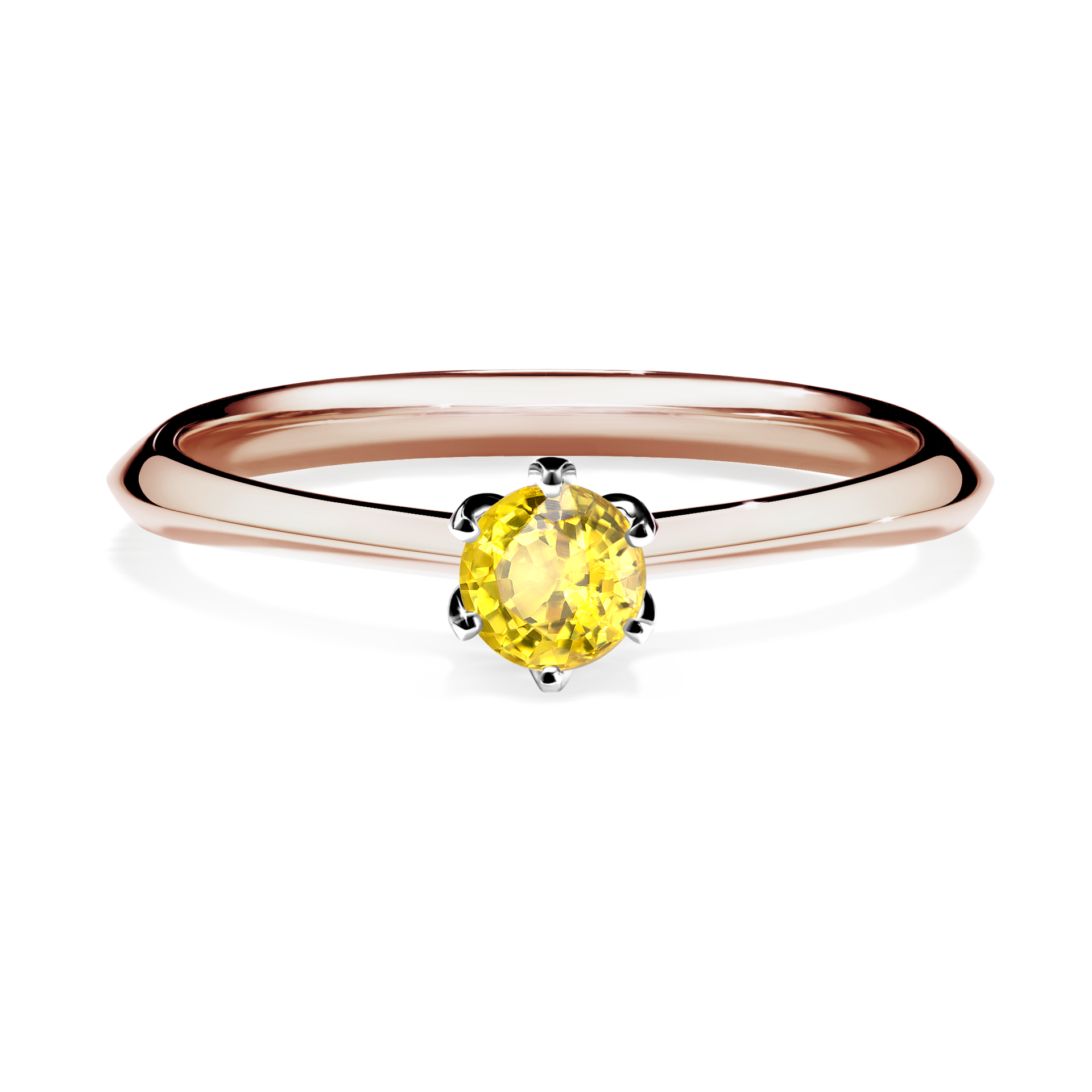 Pierścionek zaręczynowy My Daisy z różowego złota z szafirem żółtym 0,25CT