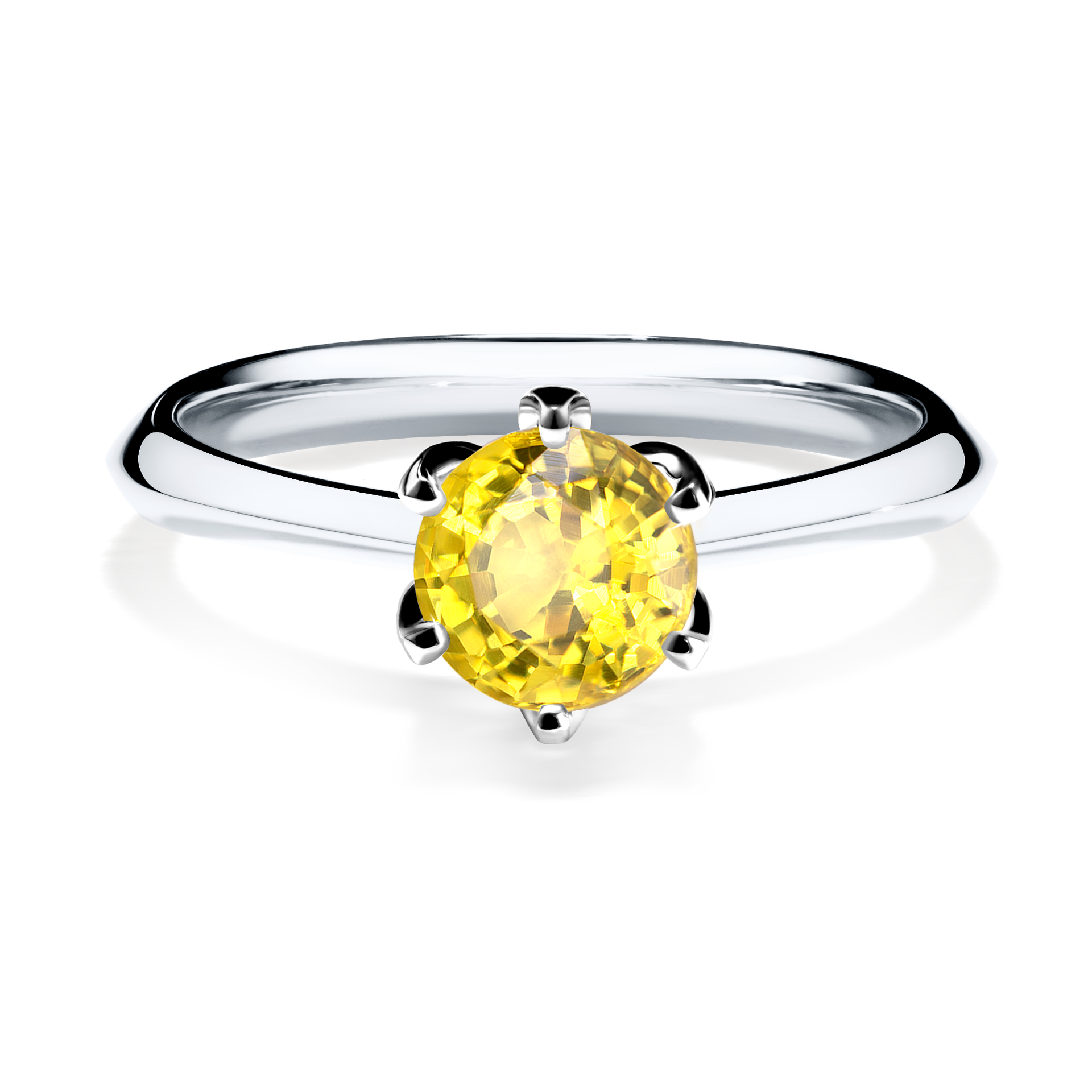 Pierścionek zaręczynowy My Daisy z białego złota z szafirem żółtym 0,80CT