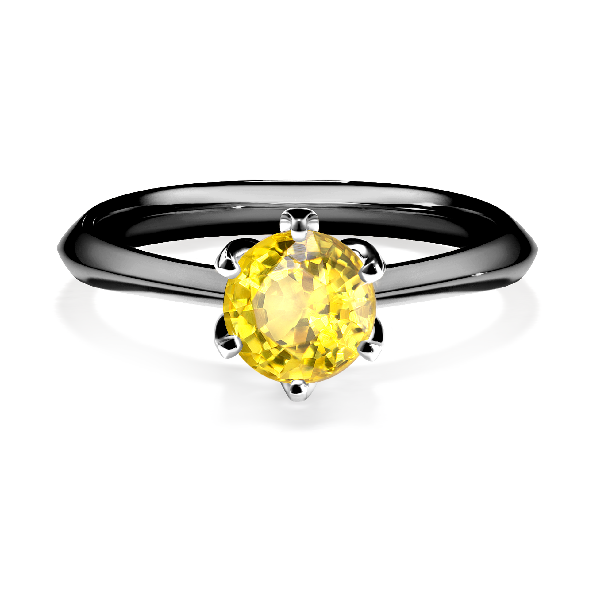 Pierścionek zaręczynowy My Daisy z czarnego złota z szafirem żółtym 0,80CT