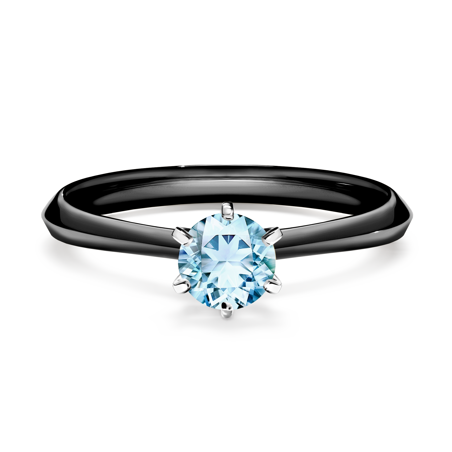 Pierścionek zaręczynowy My Queen z czarnego złota z akwamarynem 0,50CT
