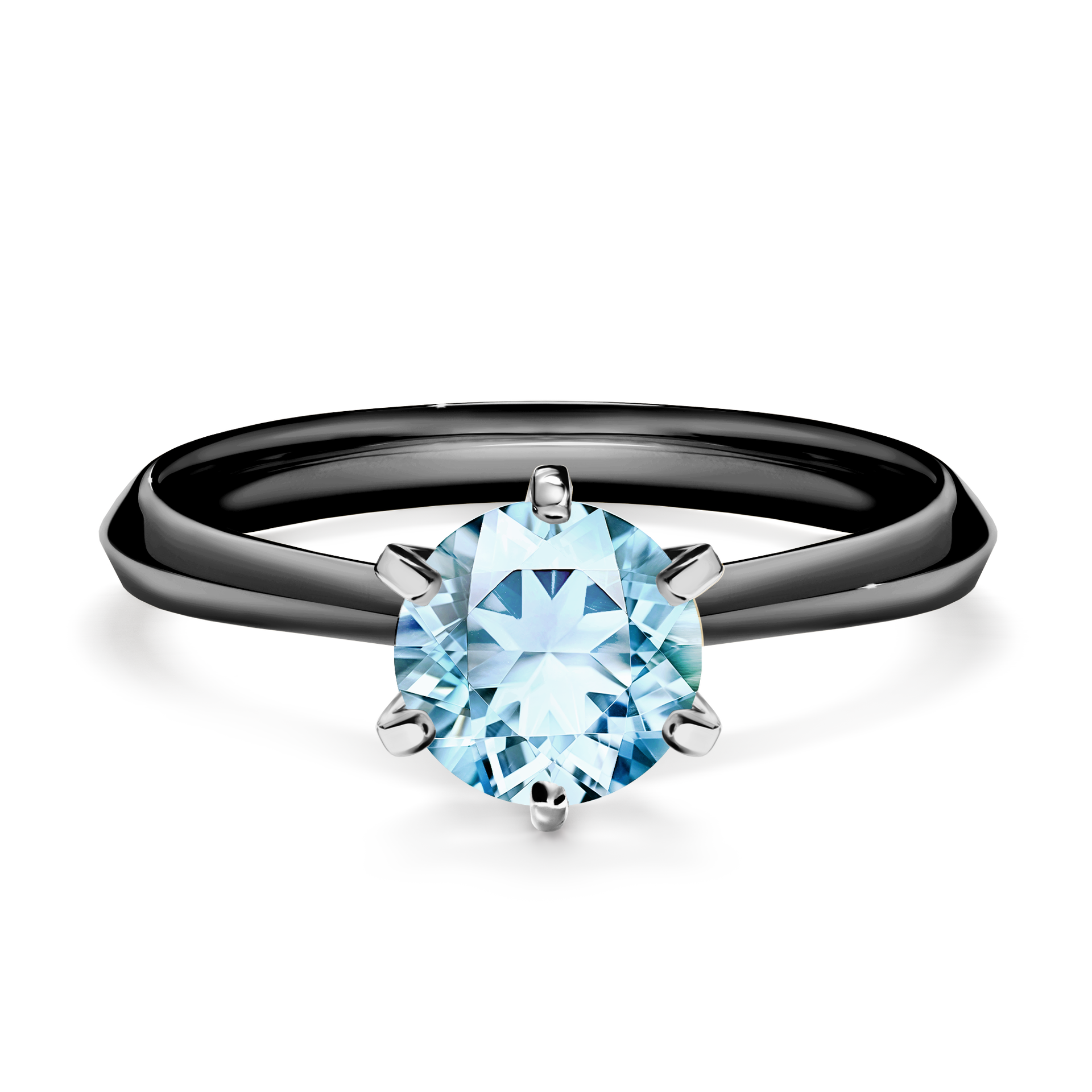 Pierścionek zaręczynowy My Queen z czarnego złota z akwamarynem 1,00CT