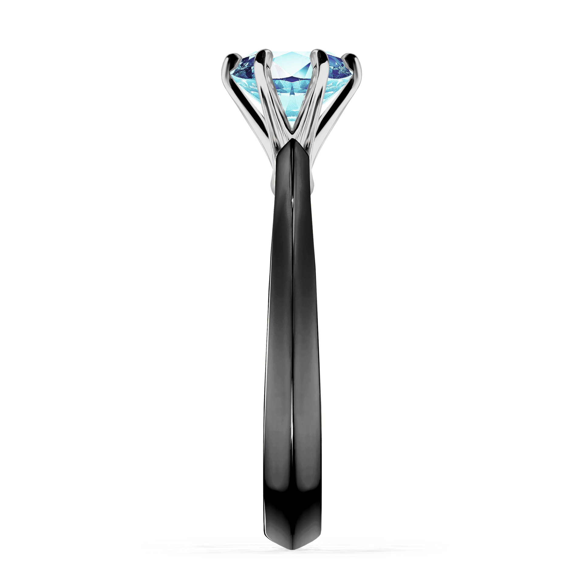 Pierścionek zaręczynowy My Queen z czarnego złota z akwamarynem 1,00CT