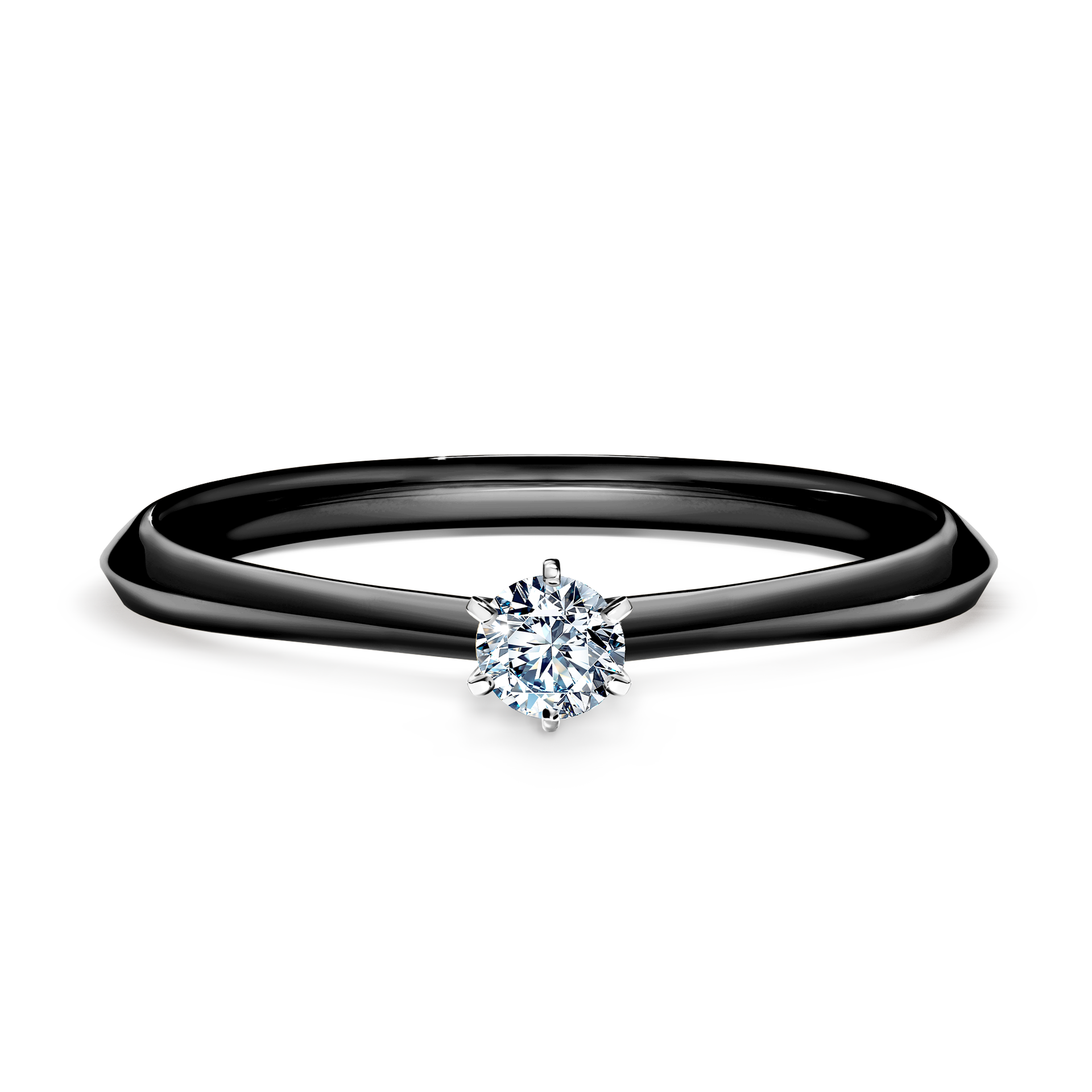 Pierścionek zaręczynowy My Queen z czarnego złota z diamentem naturalnym 0,10CT