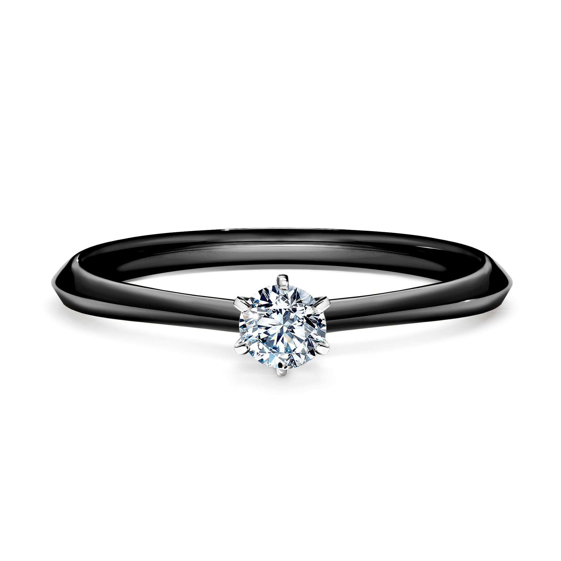 Pierścionek zaręczynowy My Queen z czarnego złota z diamentem naturalnym 0,17CT