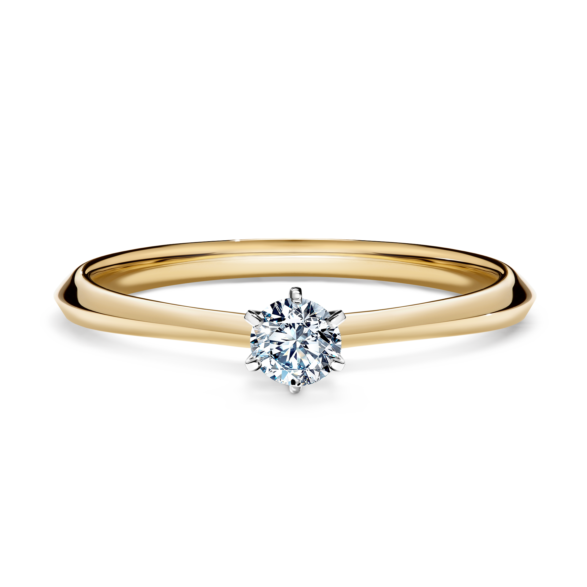 Pierścionek zaręczynowy My Queen z żółtego złota z diamentem naturalnym 0,17CT