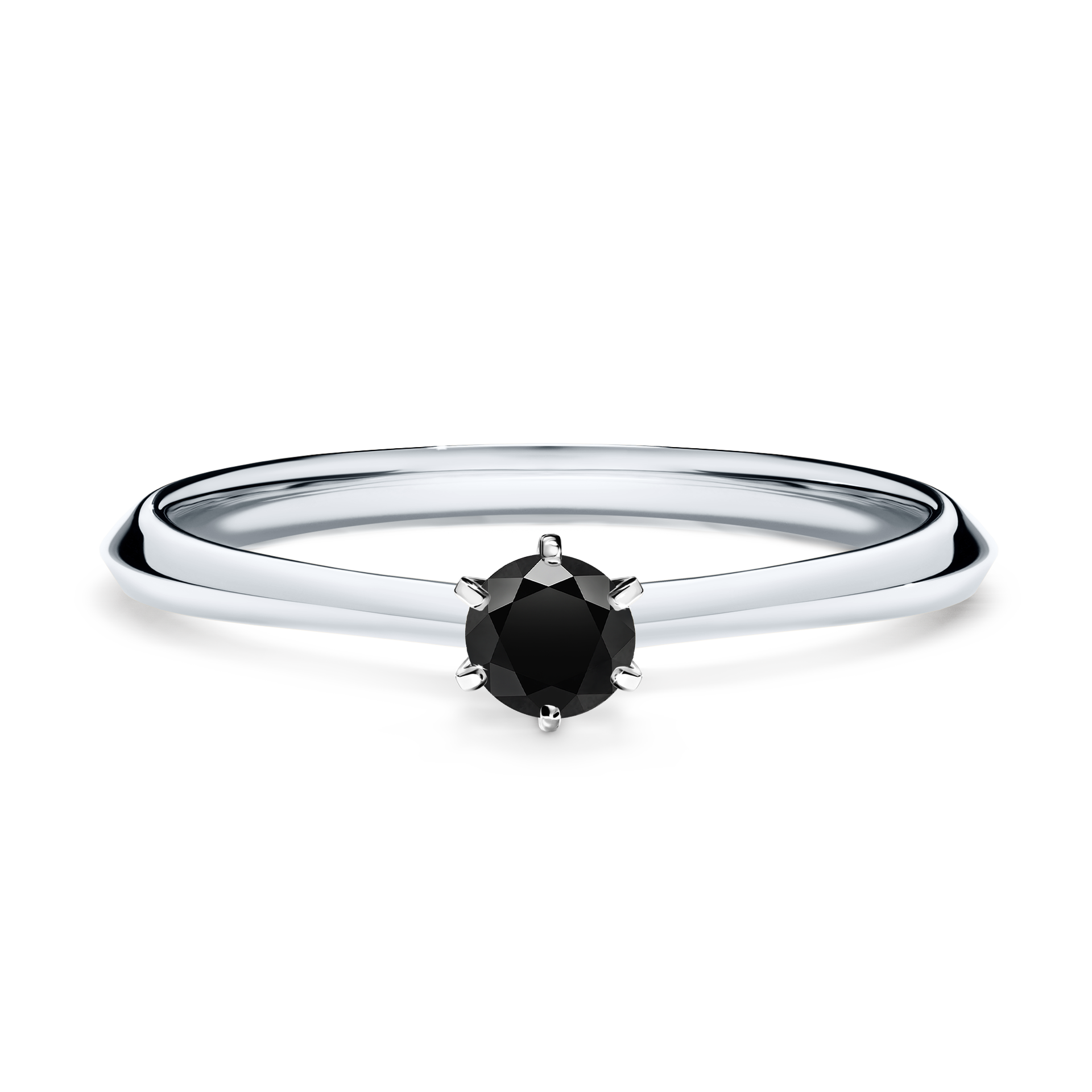 Pierścionek zaręczynowy My Queen z białego złota z czarnym diamentem 0,17CT