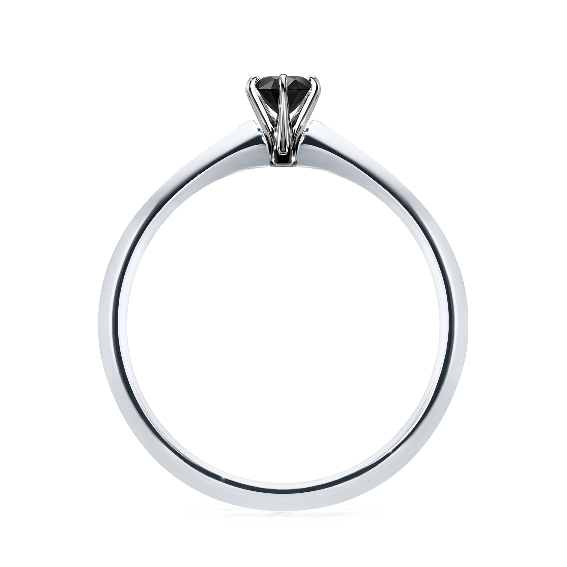Pierścionek zaręczynowy My Queen z białego złota z czarnym diamentem 0,17CT