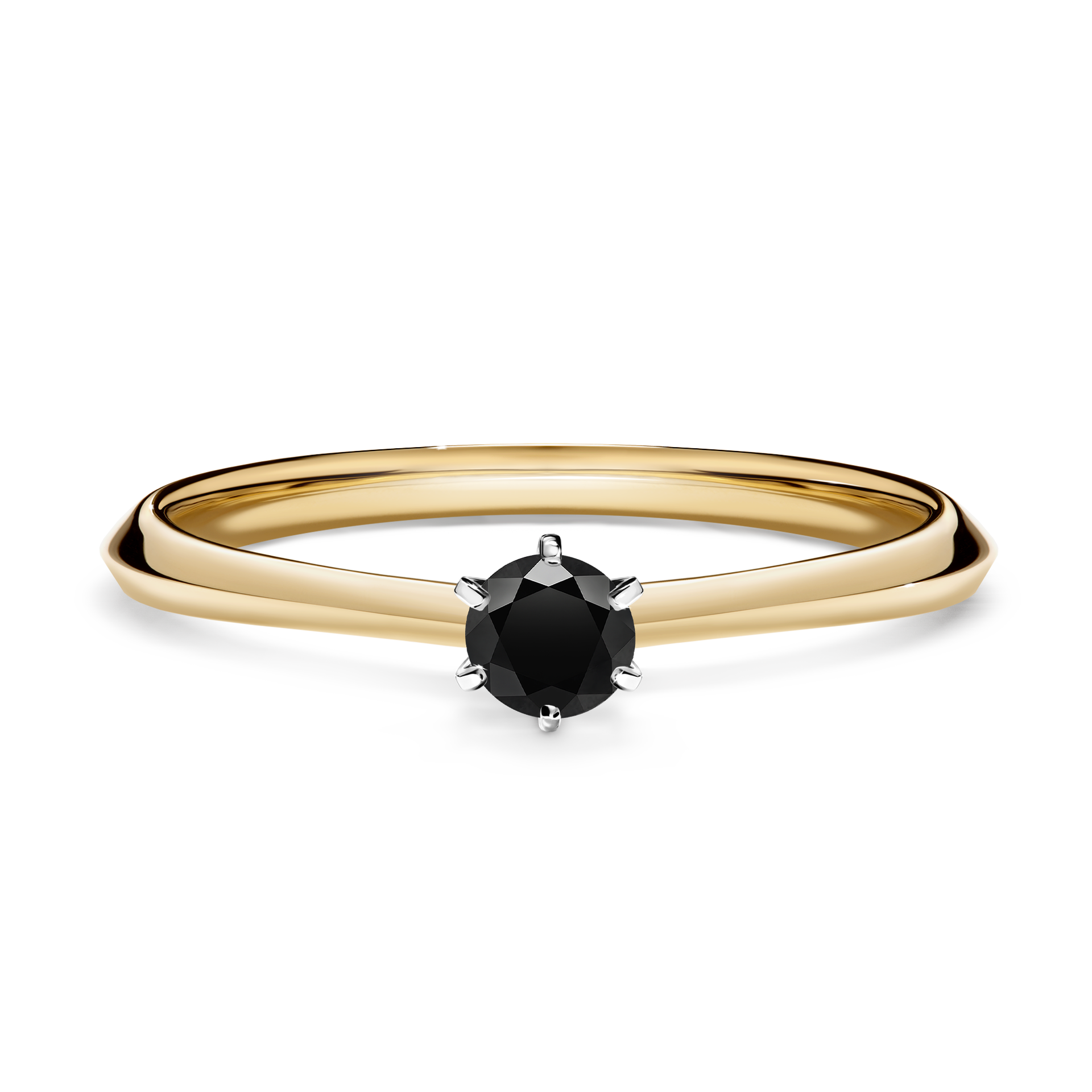 Pierścionek zaręczynowy My Queen z żółtego złota z czarnym diamentem 0,17CT