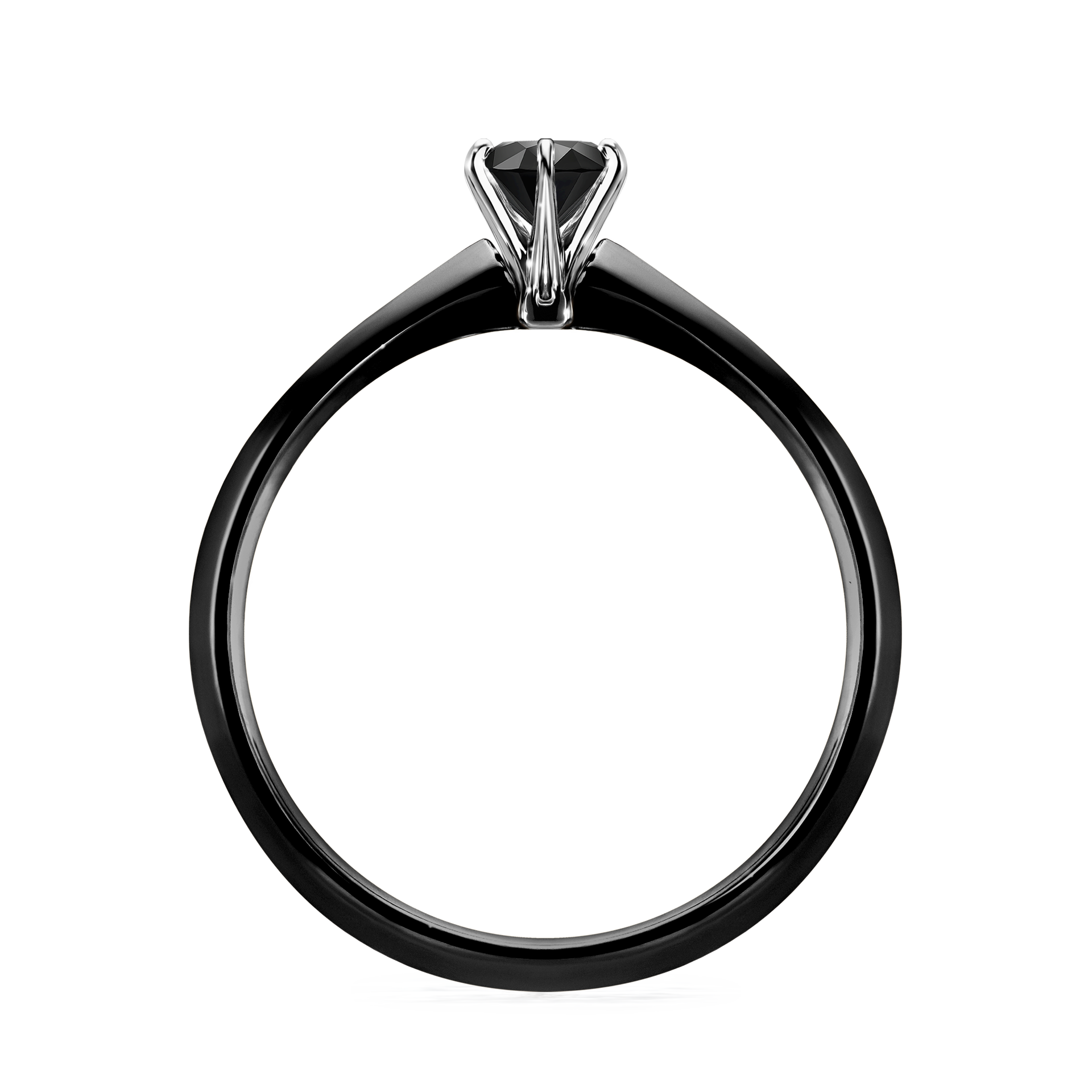 Pierścionek zaręczynowy My Queen z czarnego złota z czarnym diamentem 0,25CT