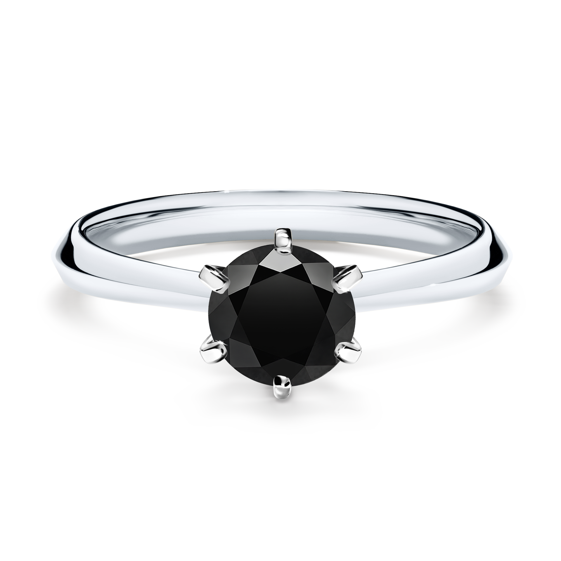 Pierścionek zaręczynowy My Queen z białego złota z czarnym diamentem 0,80CT