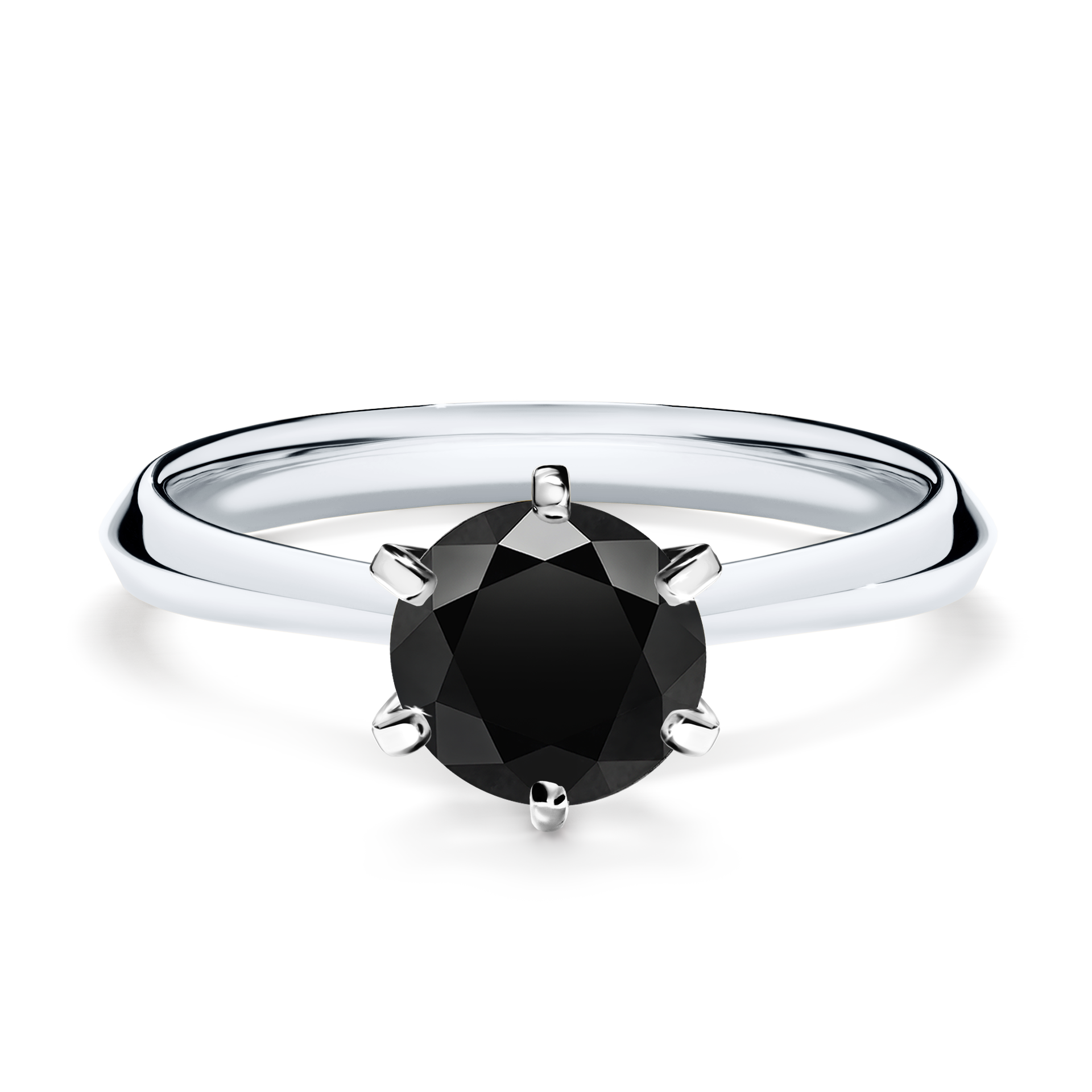 Pierścionek zaręczynowy My Queen z białego złota z czarnym diamentem 1,00CT