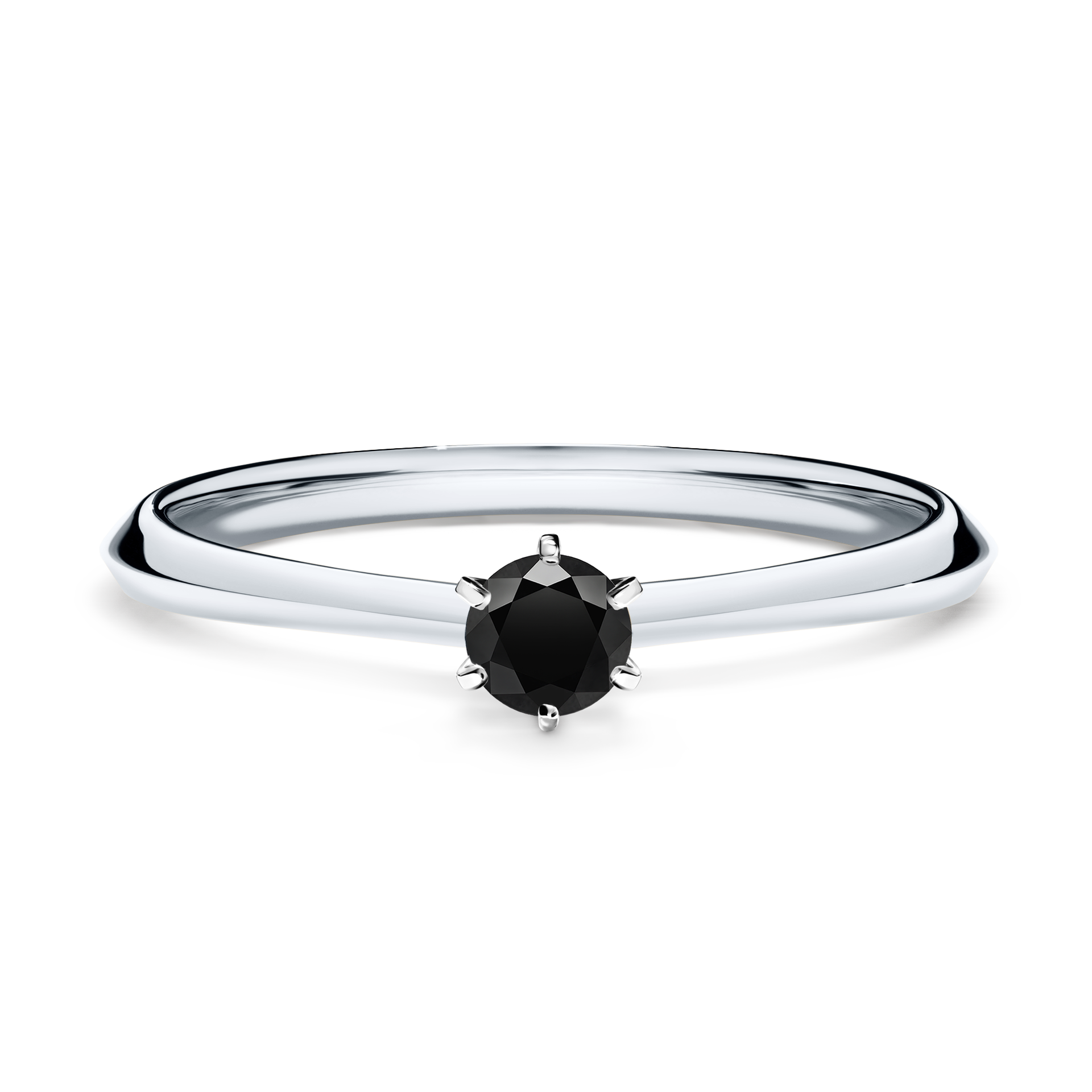 Pierścionek zaręczynowy My Queen z białego złota z czarnym diamentem 0,17CT