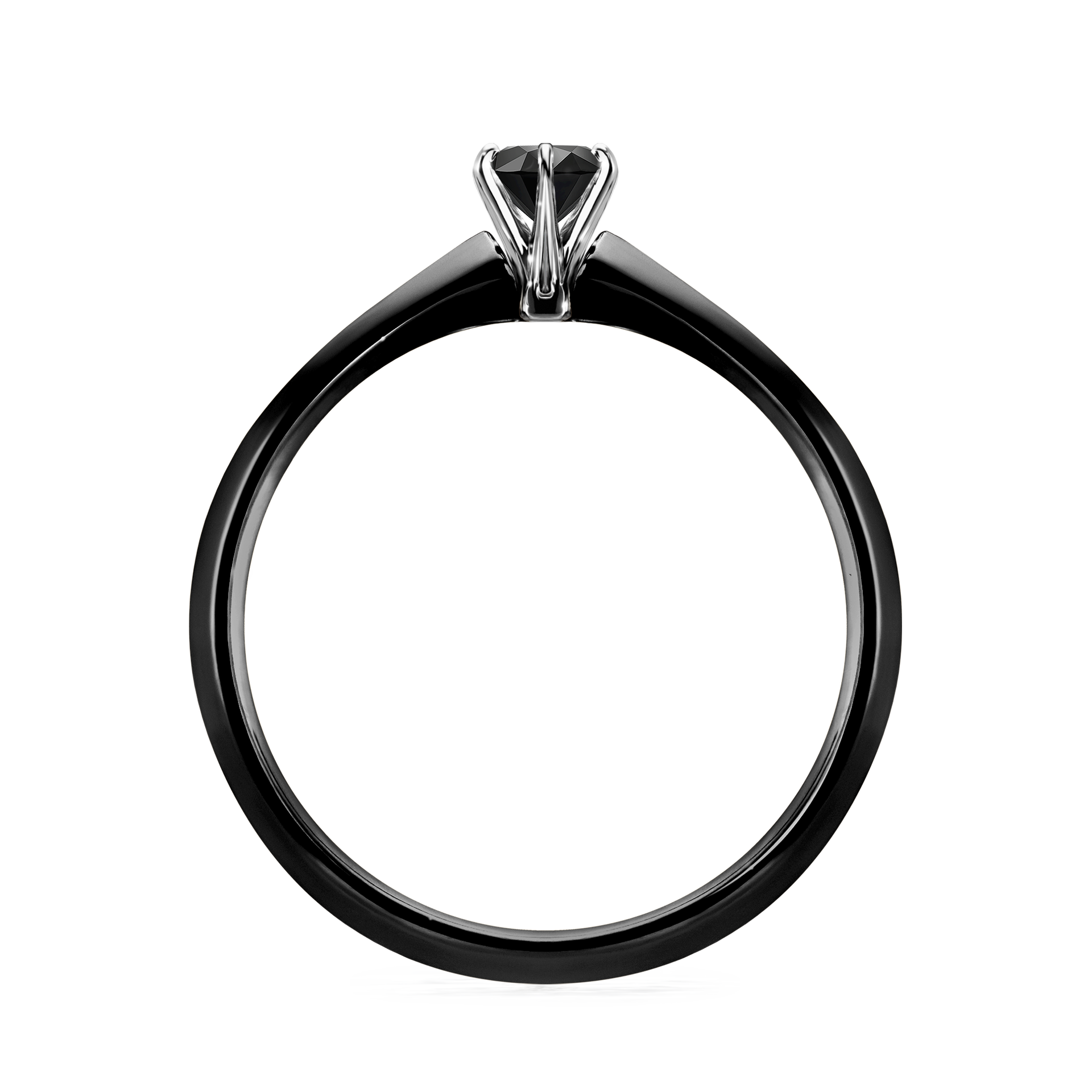 Pierścionek zaręczynowy My Queen z czarnego złota z czarnym diamentem 0,17CT