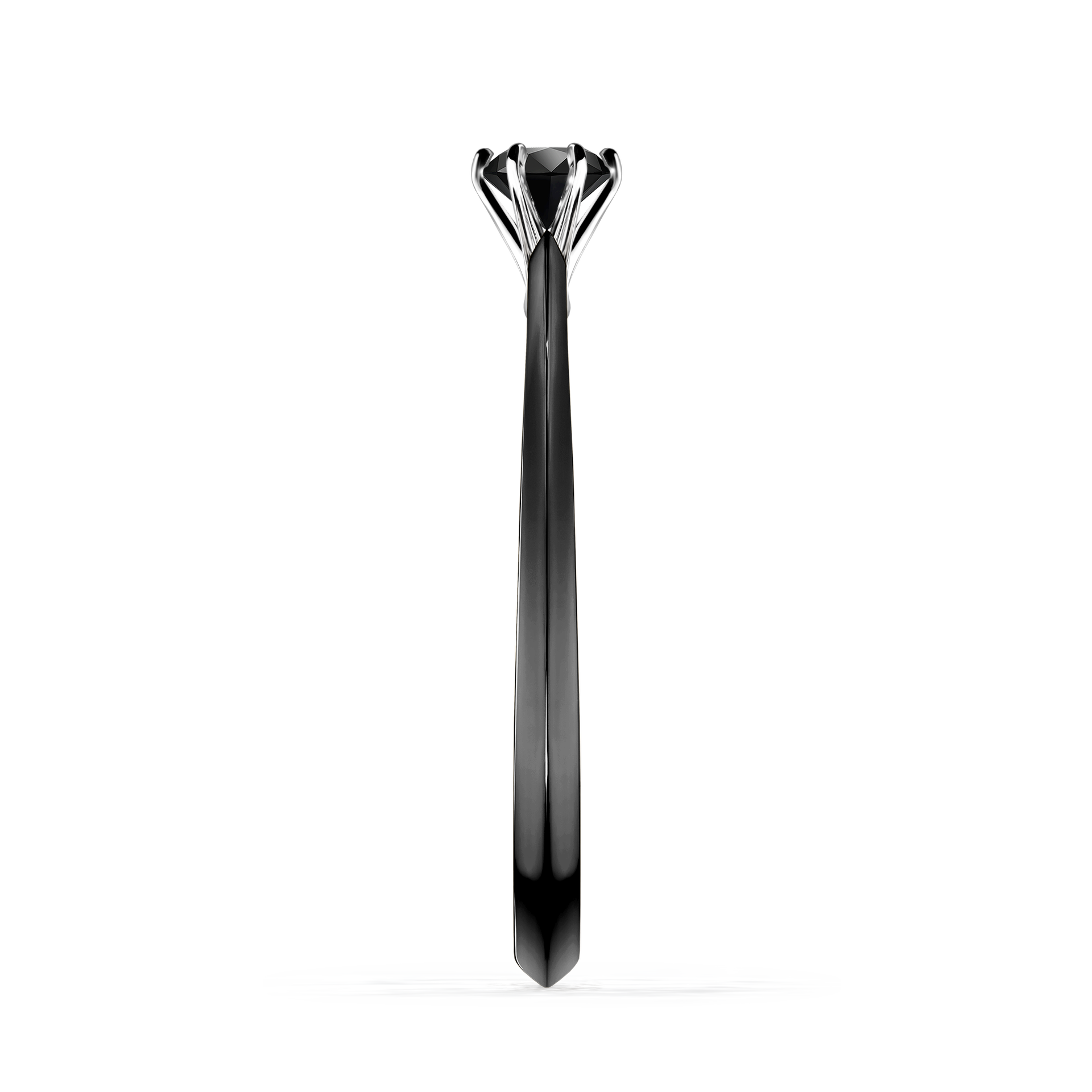 Pierścionek zaręczynowy My Queen z czarnego złota z czarnym diamentem 0,17CT
