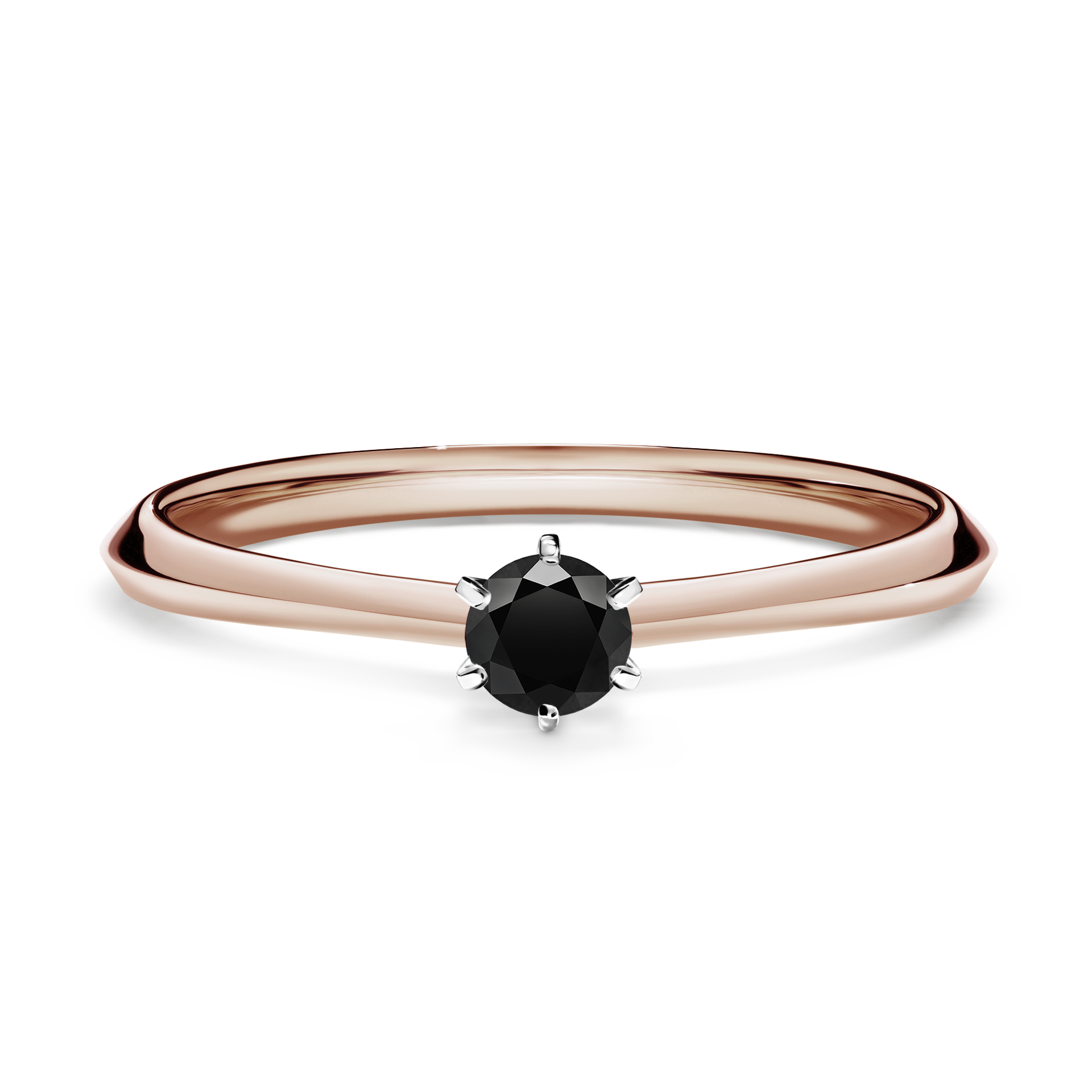 Pierścionek zaręczynowy My Queen z różowego złota z czarnym diamentem 0,17CT