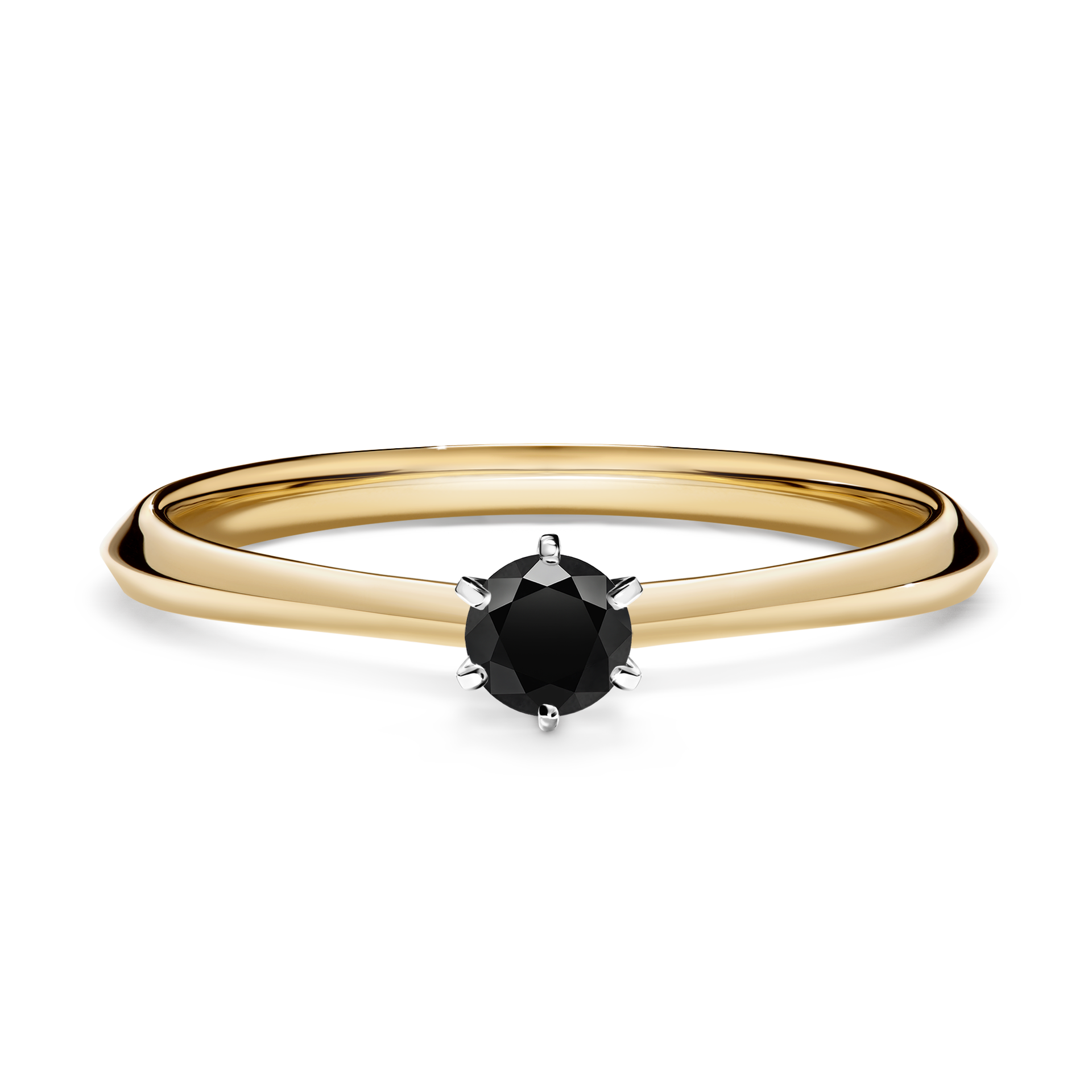 Pierścionek zaręczynowy My Queen z żółtego złota z czarnym diamentem 0,17CT