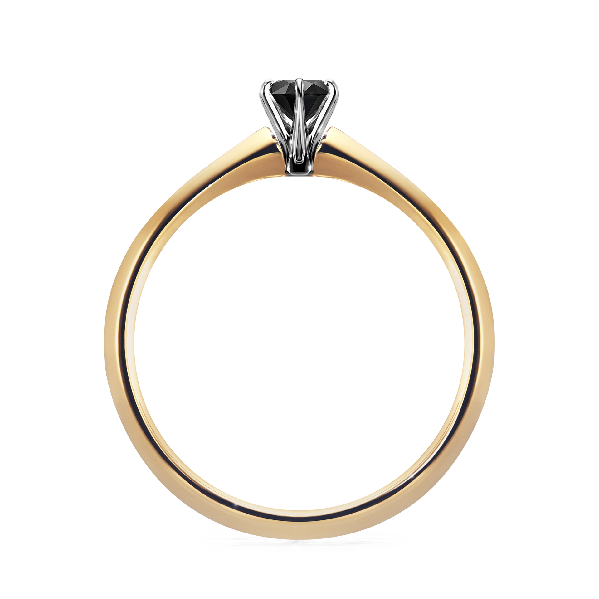 Pierścionek zaręczynowy My Queen z żółtego złota z czarnym diamentem 0,17CT