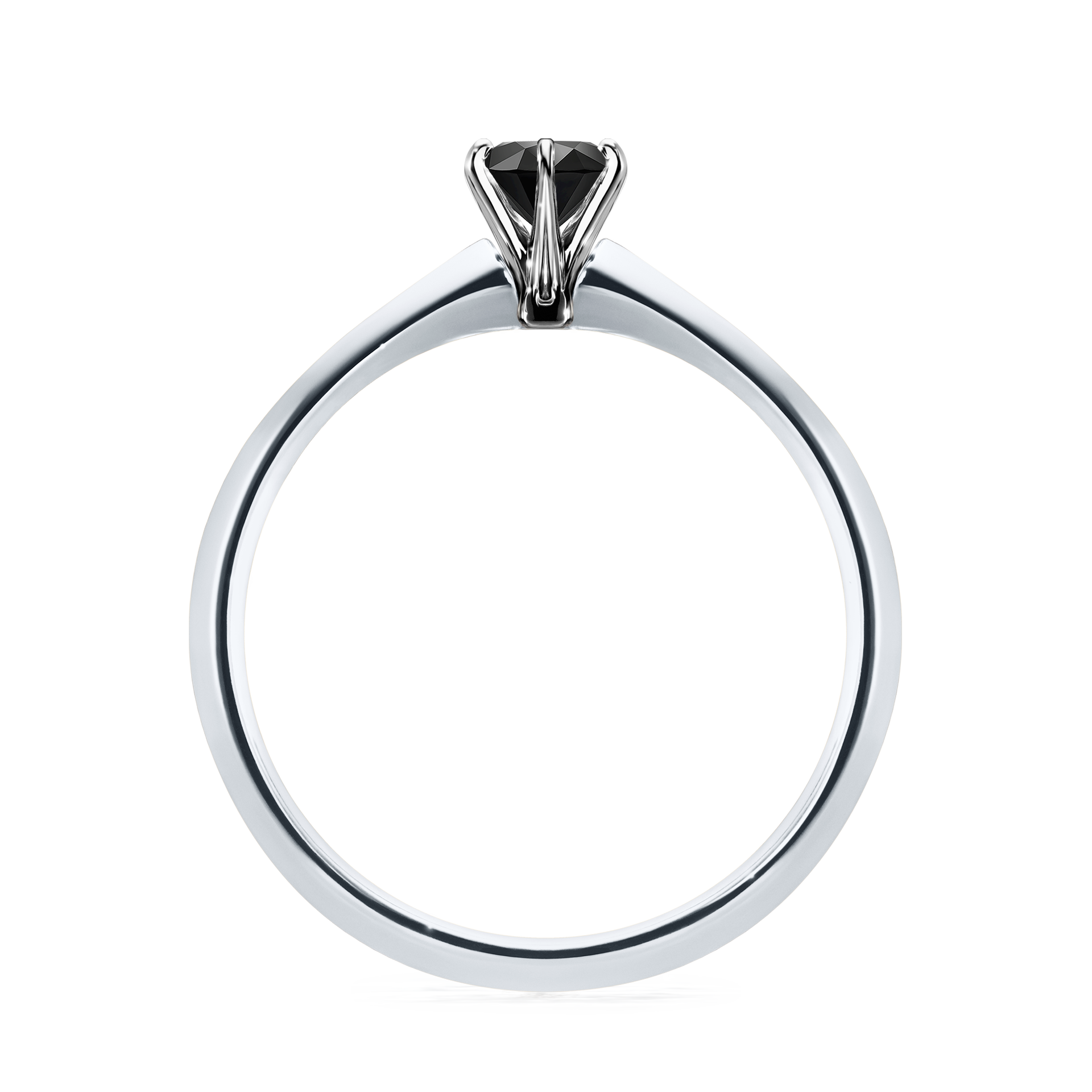 Pierścionek zaręczynowy My Queen z białego złota z czarnym diamentem 0,25CT