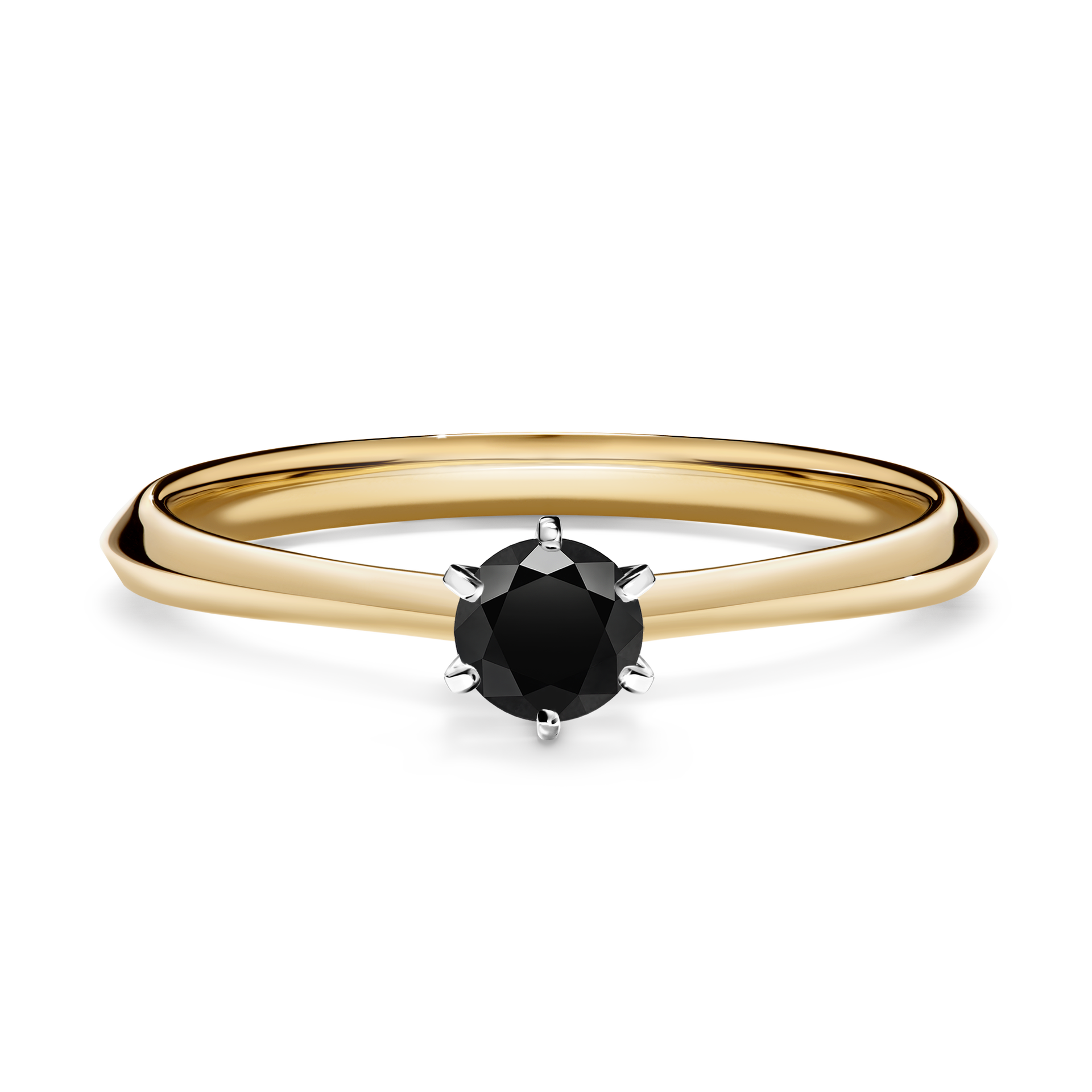 Pierścionek zaręczynowy My Queen z żółtego złota z czarnym diamentem 0,25CT