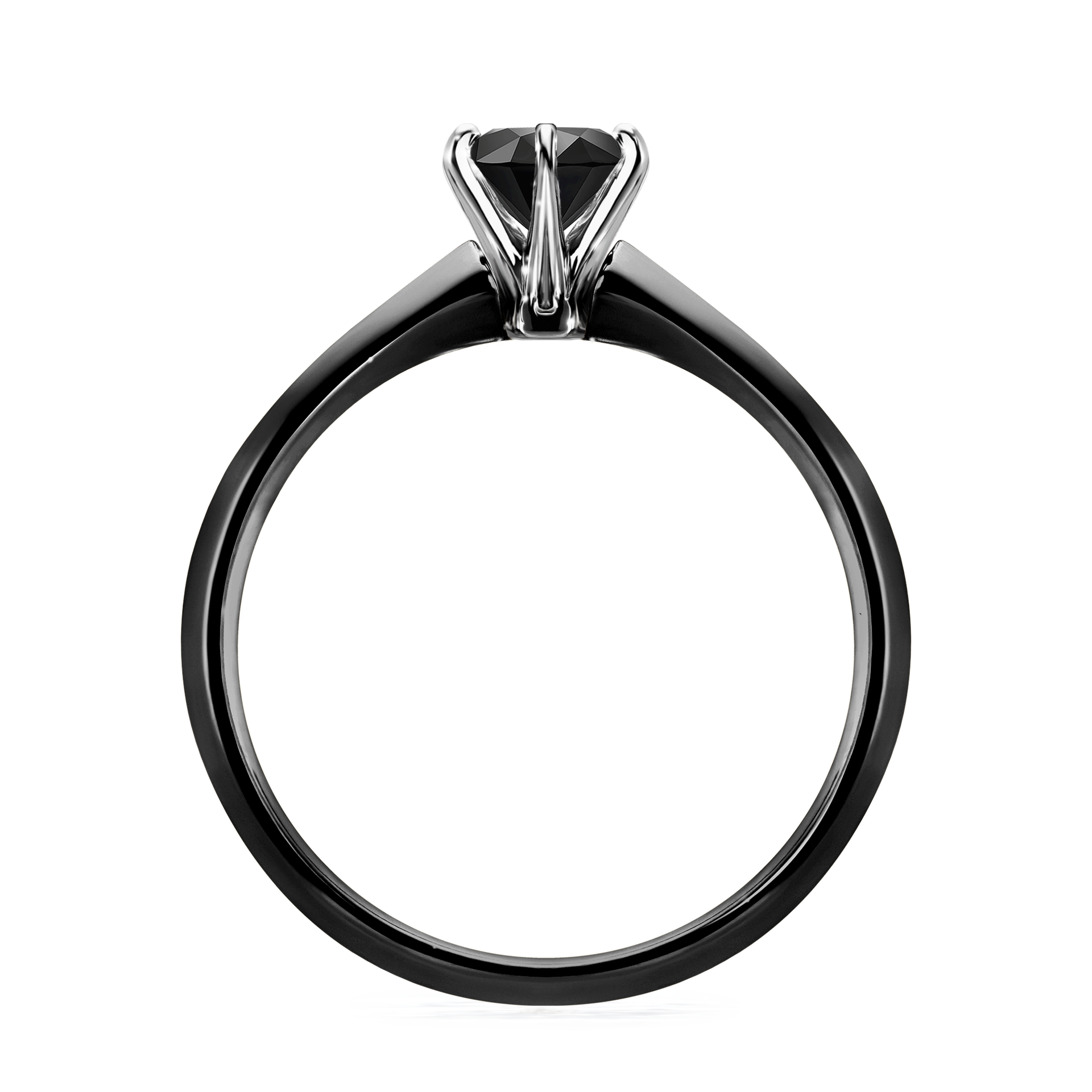 Pierścionek zaręczynowy My Queen z czarnego złota z czarnym diamentem 0,50CT