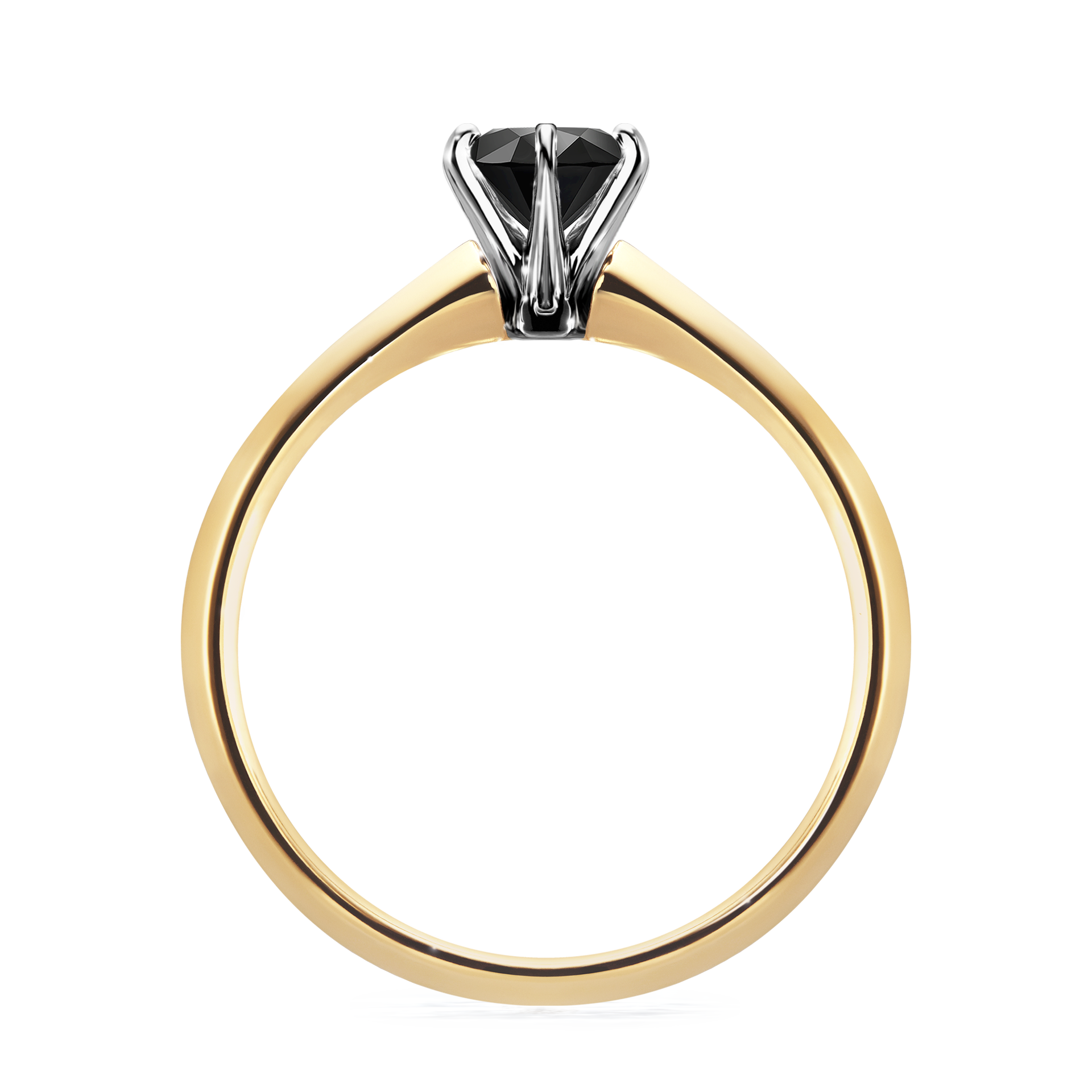 Pierścionek zaręczynowy My Queen z żółtego złota z czarnym diamentem 0,50CT